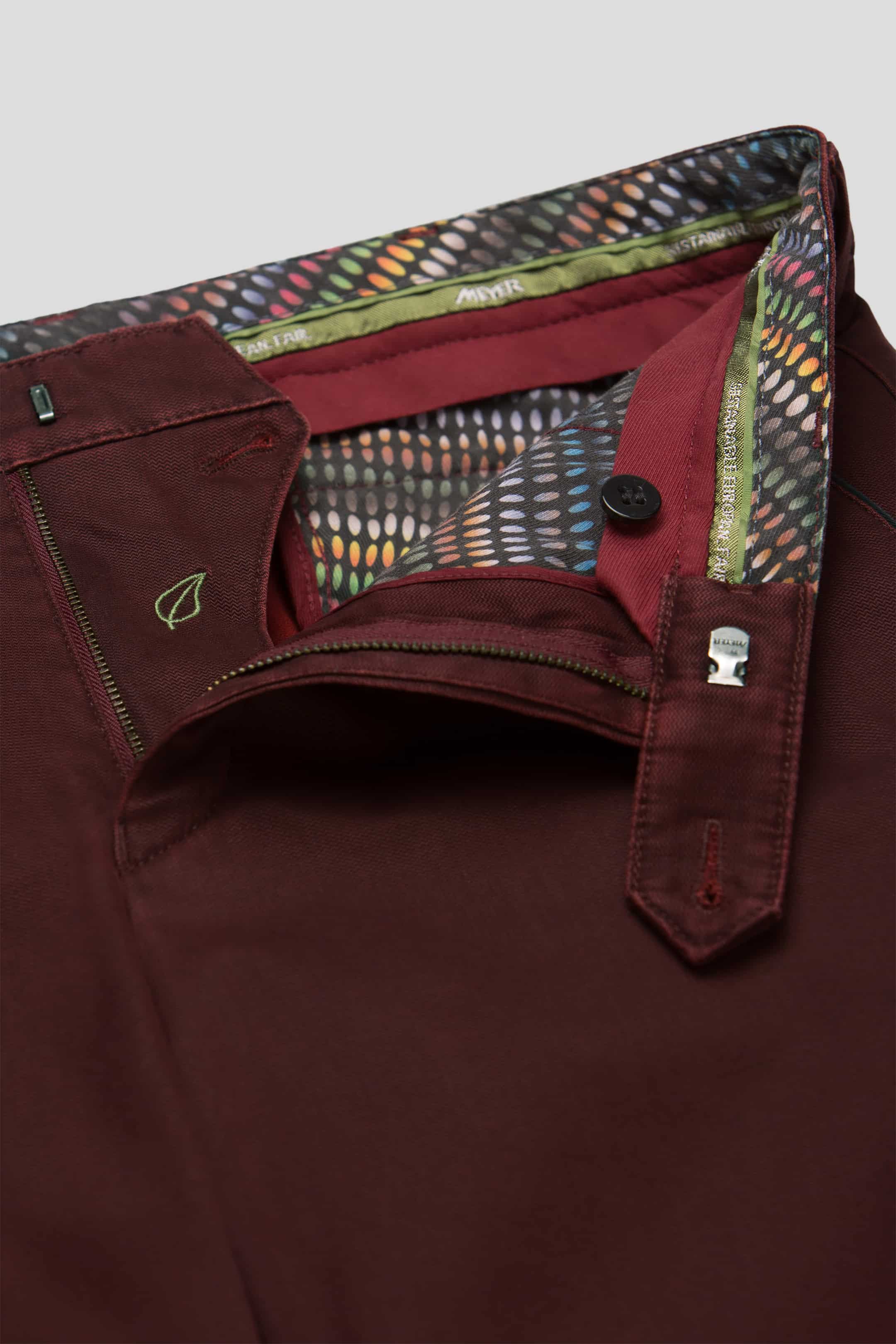 New York Fine Texture Cotton Stretch Chinos - Burgundy - Image 4