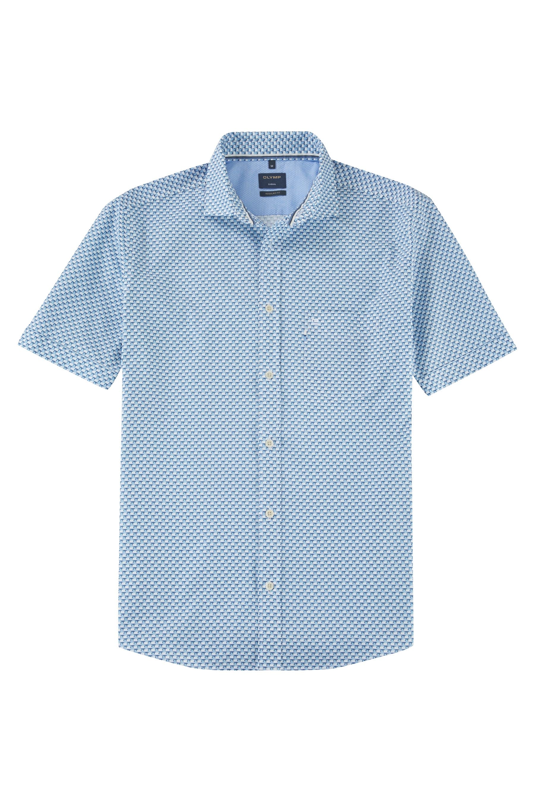 Casual Regular Fit Short Sleeve Geo Print Shirt - Blue