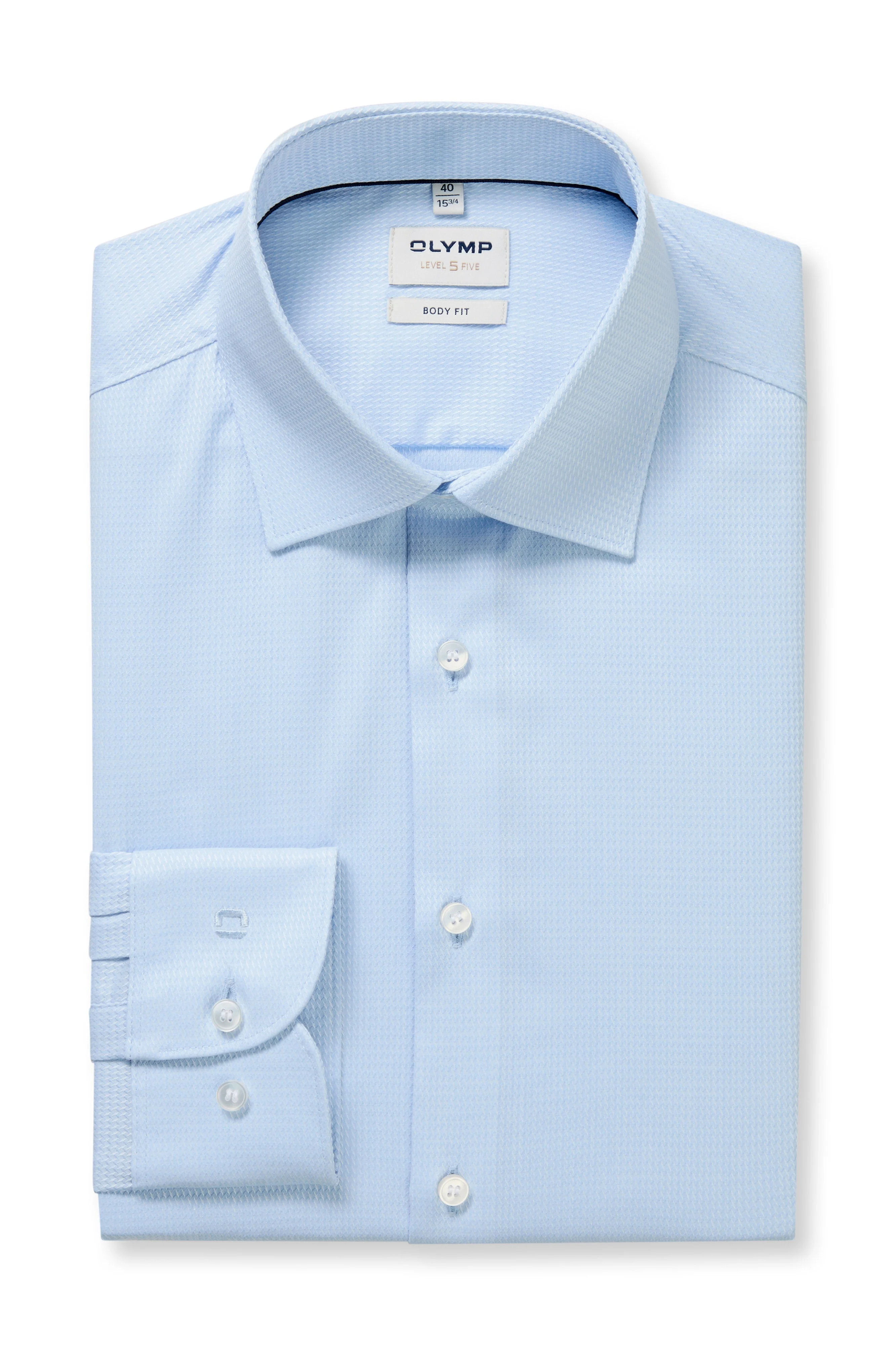 Level 5 Body Fit Cotton Stretch Shirt - Light Blue