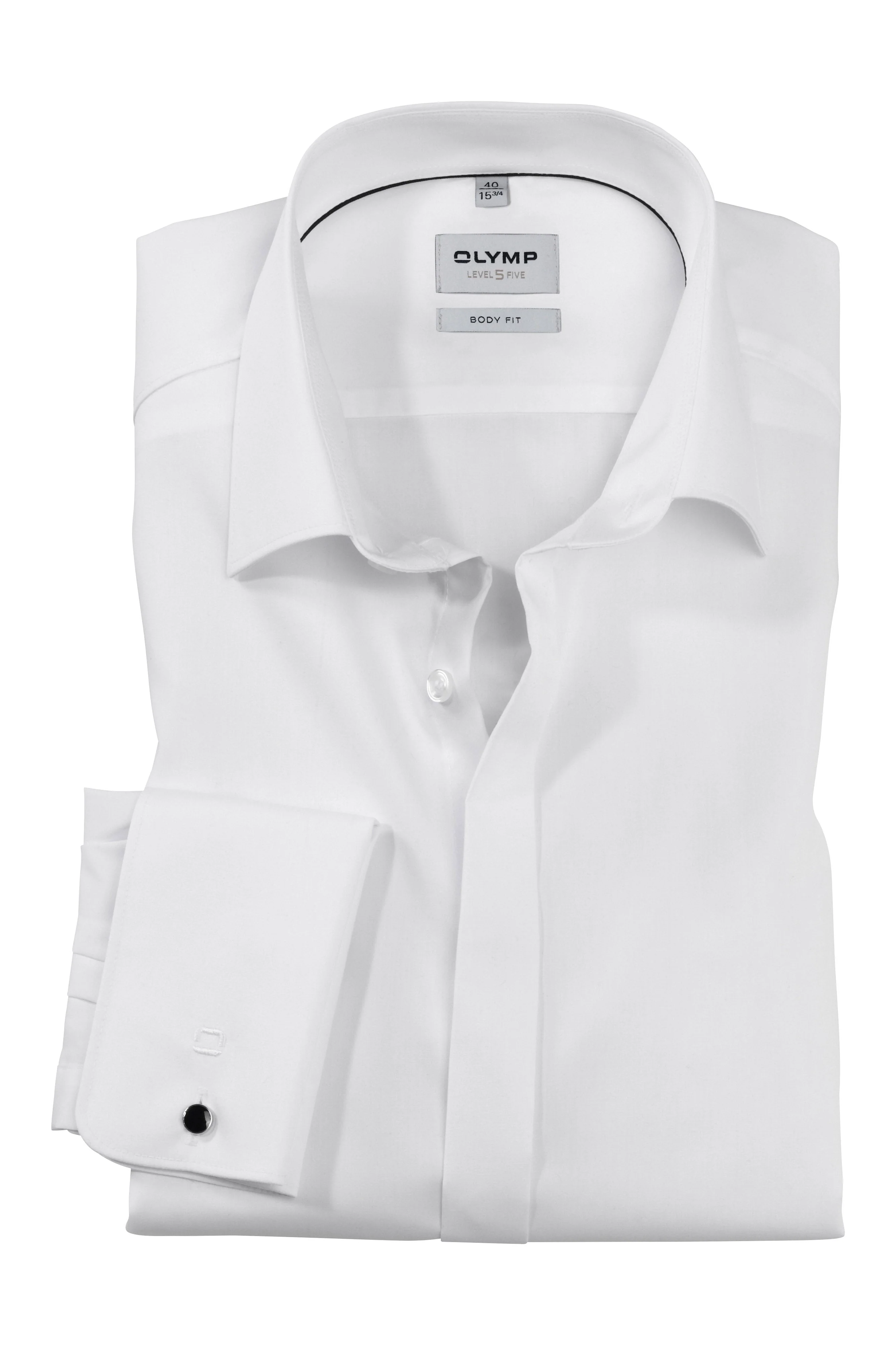 Level 5 Body Fit Double Cuff Dress Shirt - White
