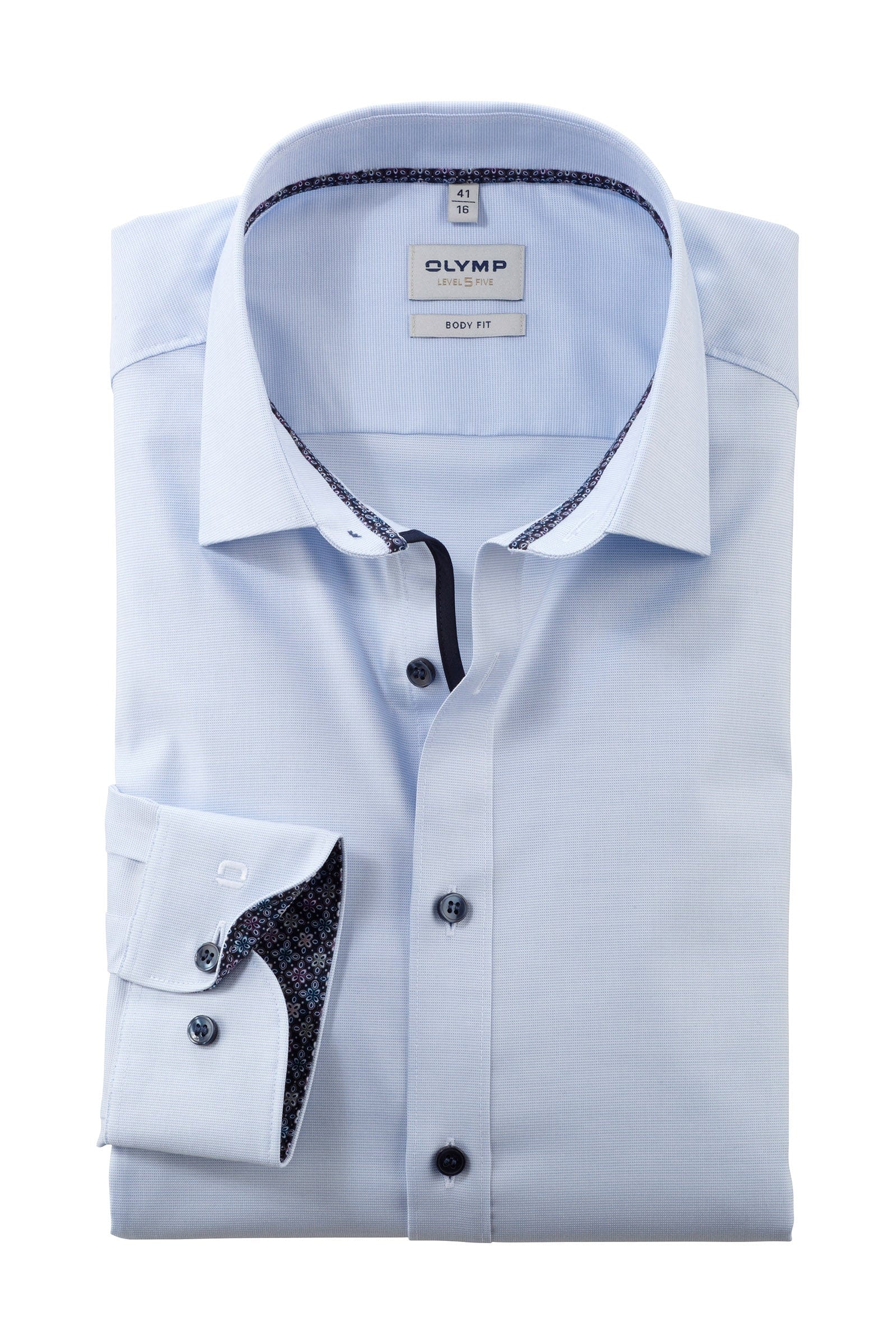 Level 5 Body Fit Long Sleeve Shirt with Trim - Blue