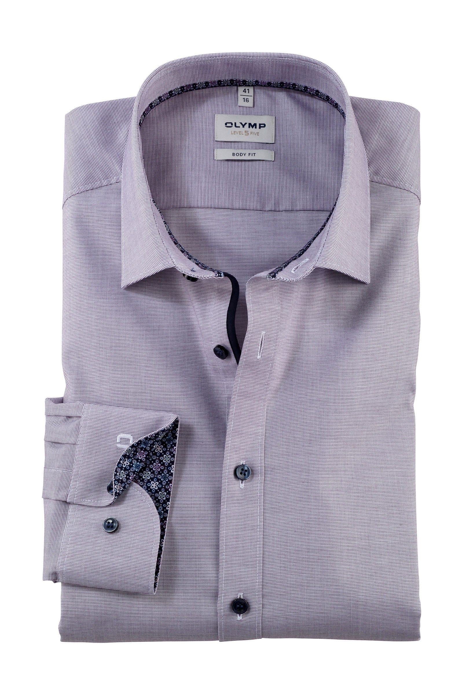 Level 5 Body Fit Long Sleeve Shirt with Trim - Plum