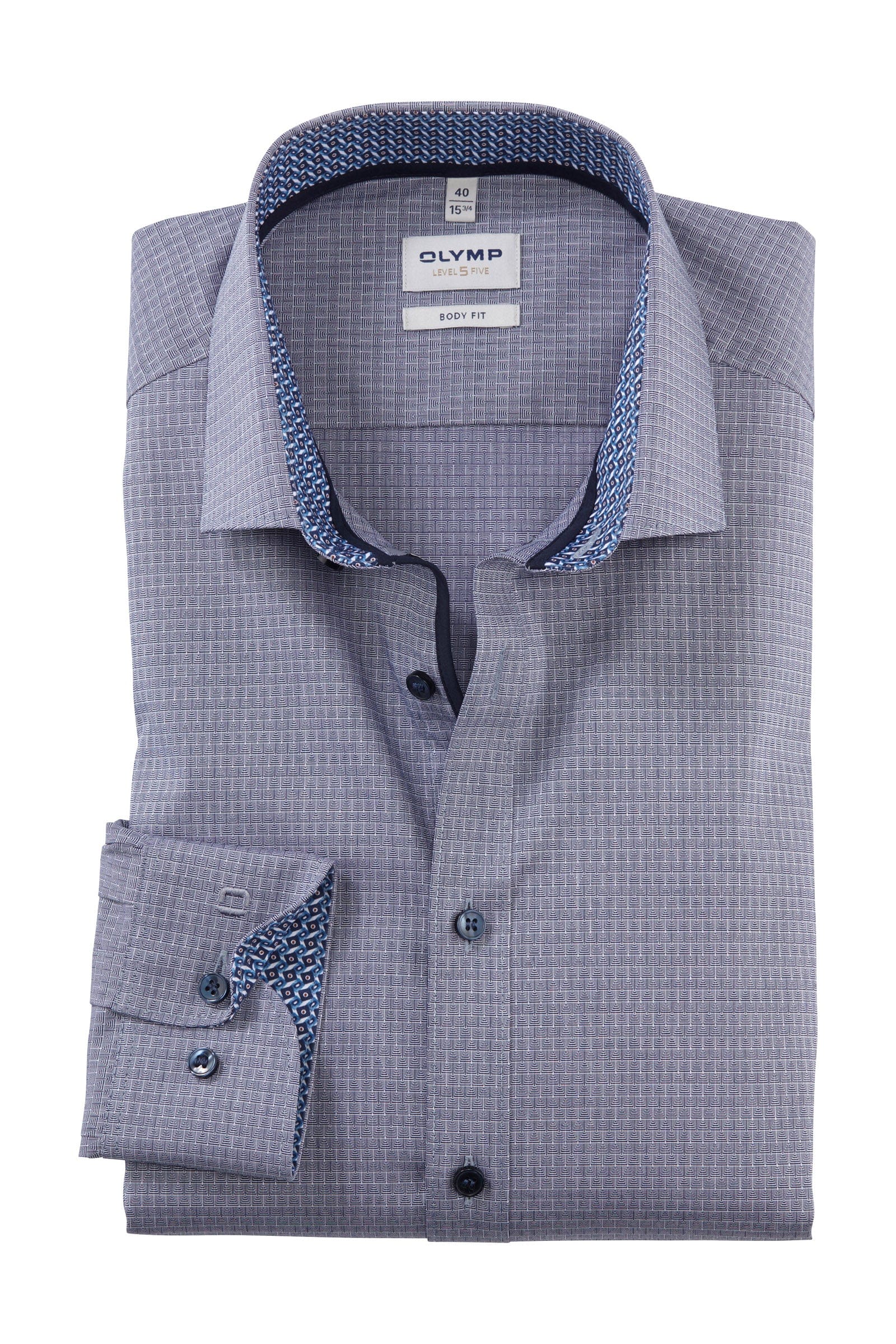 Level 5 Body Fit Micro Print Shirt - Marine
