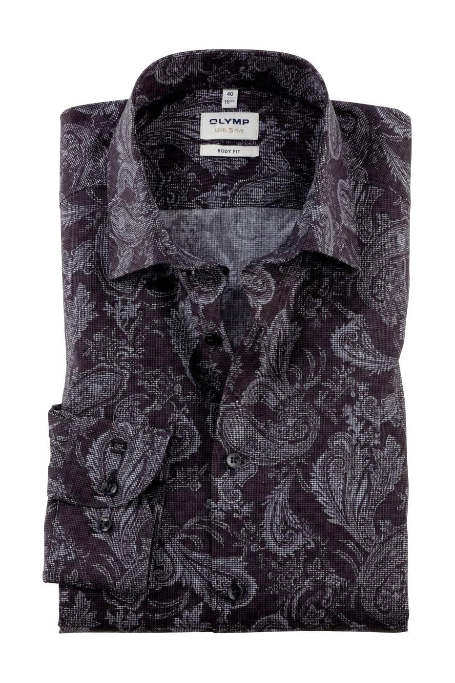 Level 5 Body Fit Paisley Long Sleeve Shirt - Graphite
