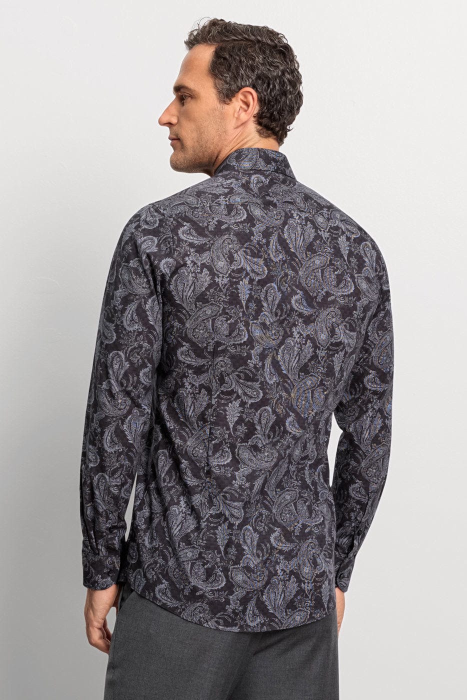 Level 5 Body Fit Paisley Long Sleeve Shirt - Graphite - Image 4