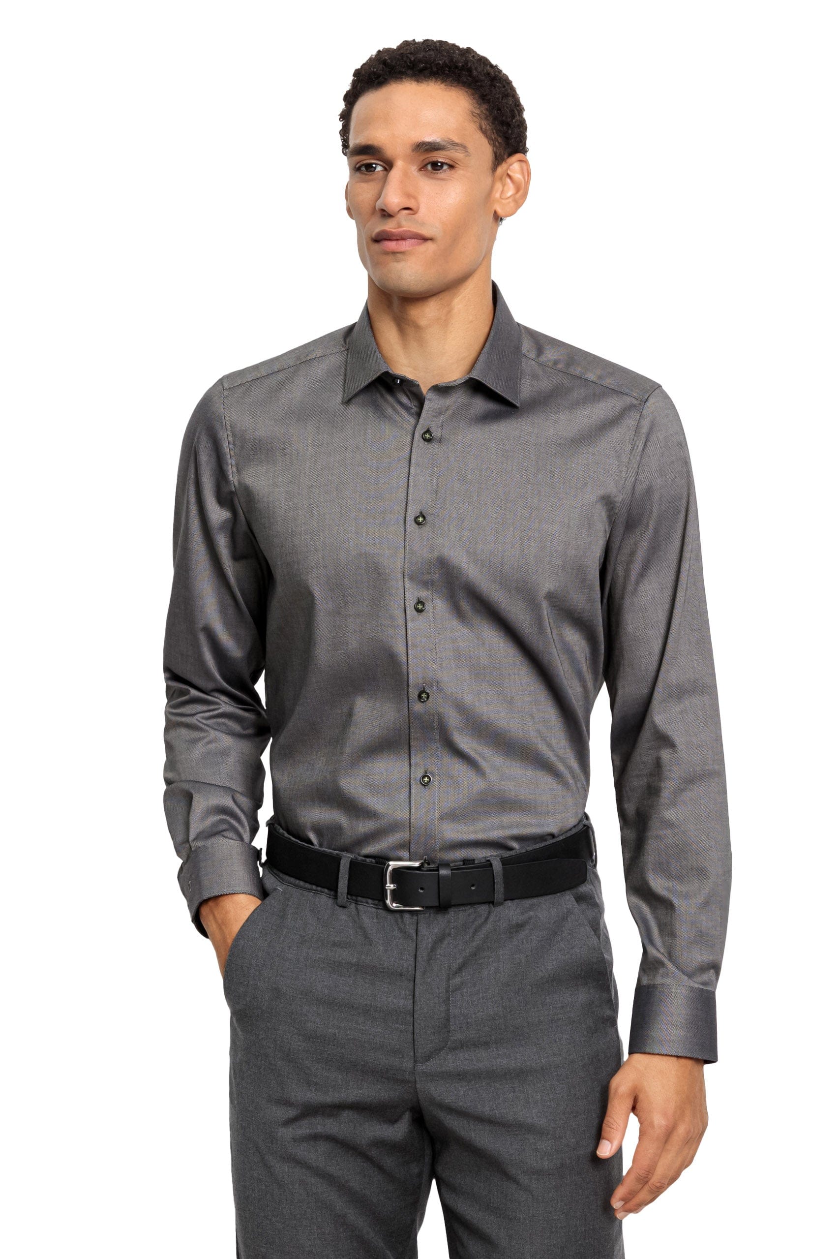 Level 5 Body Fit Plain Long Sleeve Shirt - Grey - Image 2