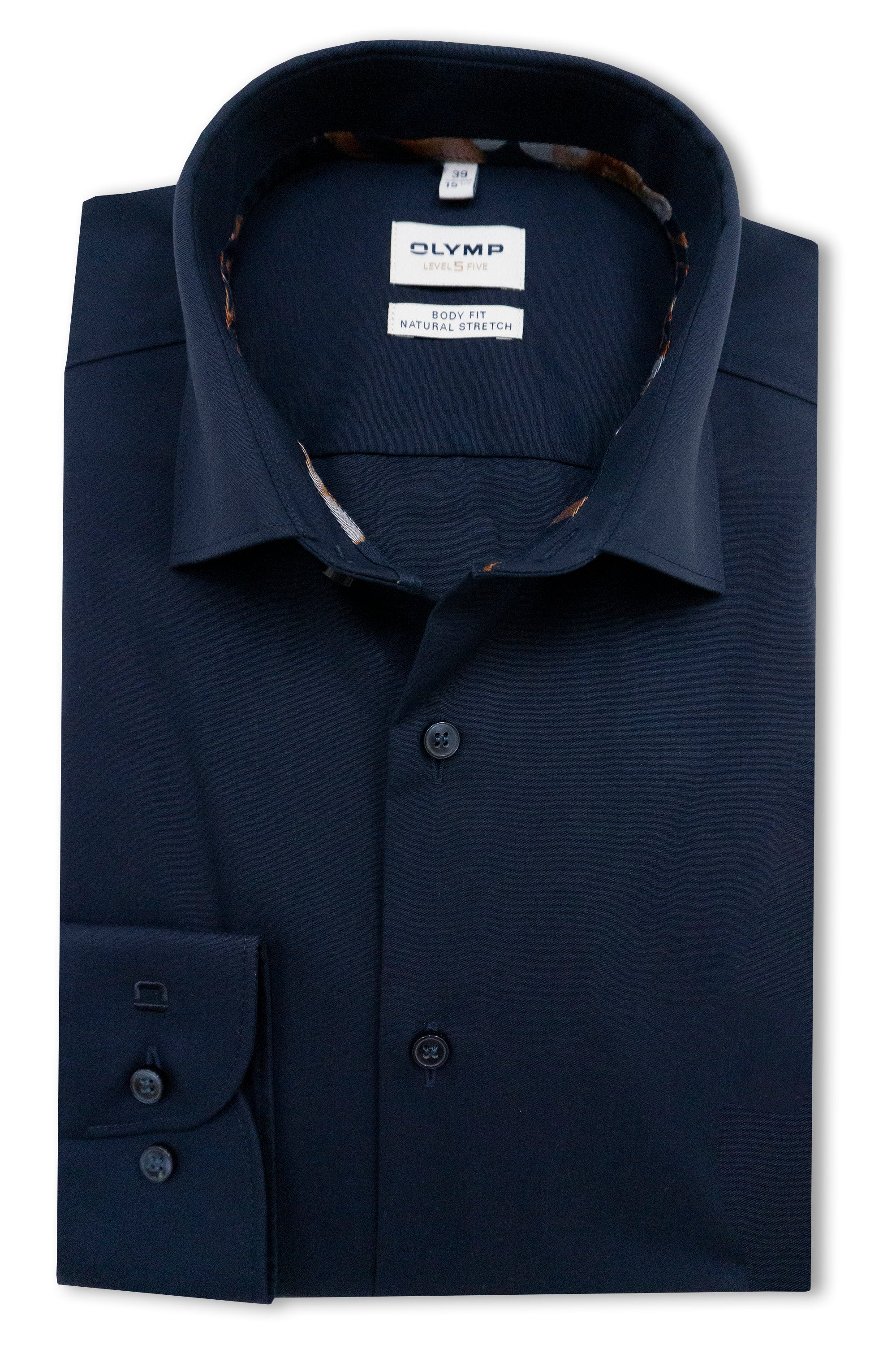 Level 5 Body Fit Plain Long Sleeve Shirt - Navy