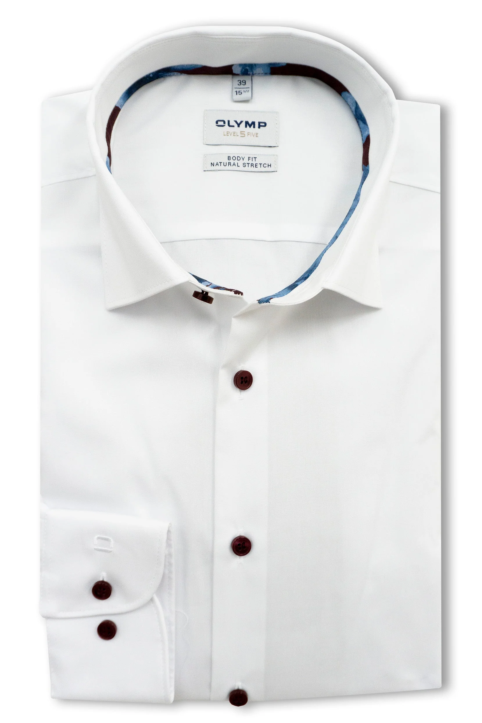Level 5 Body Fit Plain Long Sleeve Shirt - White