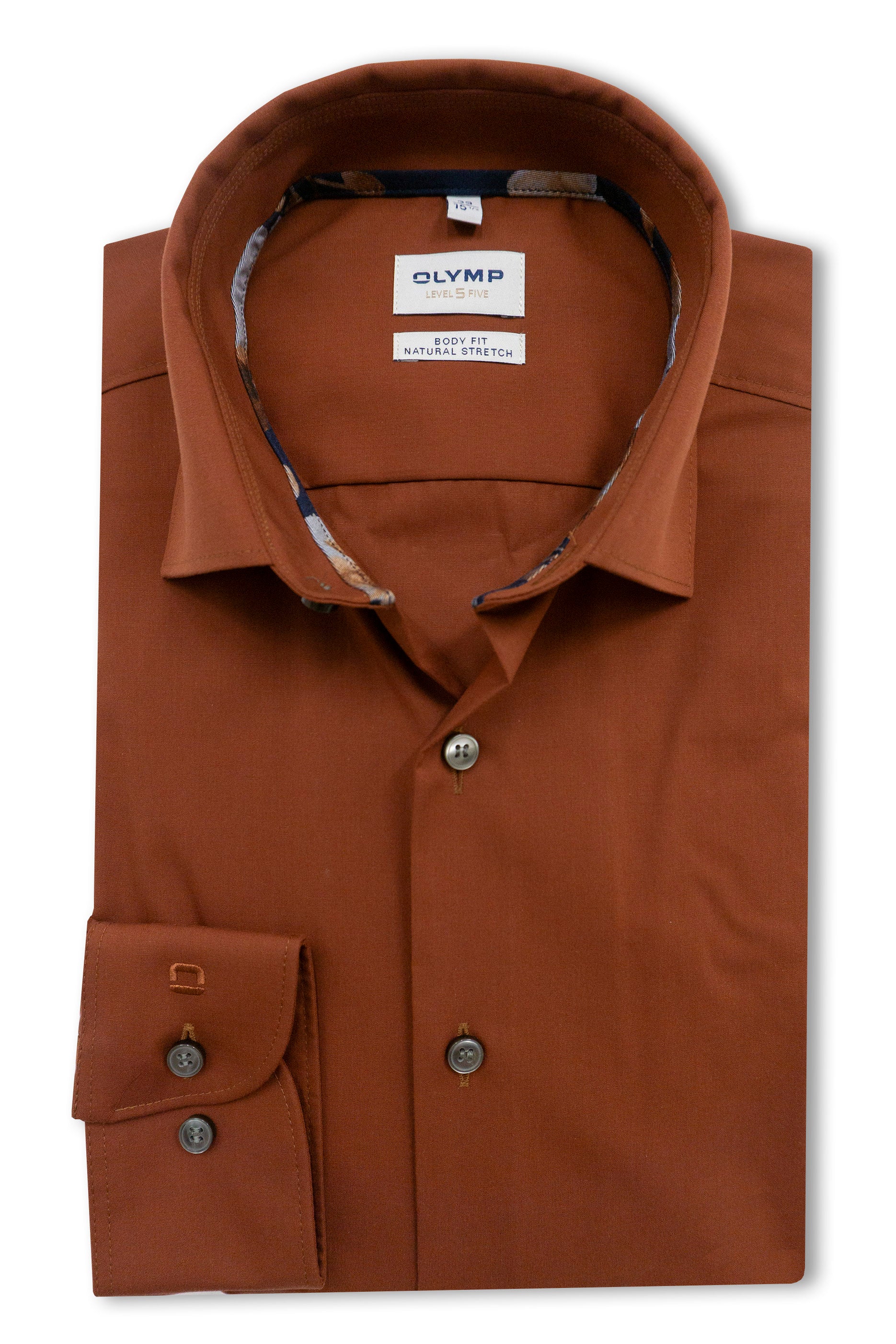 Level 5 Body Fit Plain Shirt with Trim - Sienna
