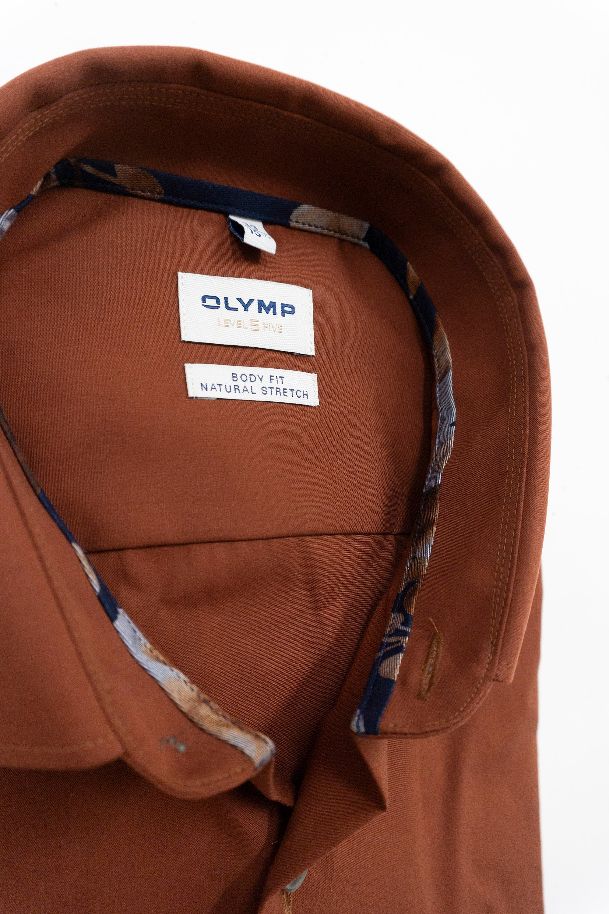 Level 5 Body Fit Plain Shirt with Trim - Sienna - Image 2