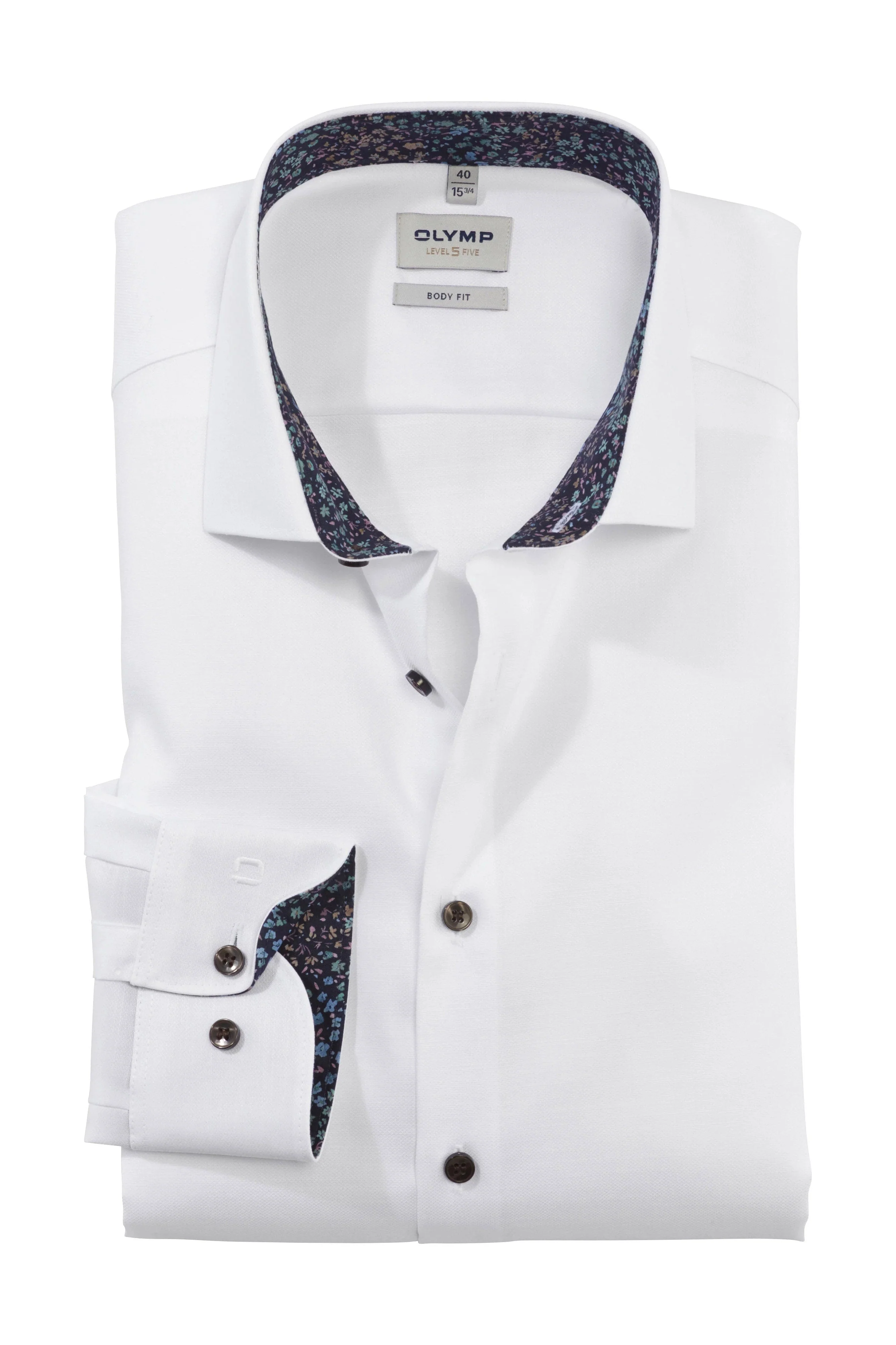 Level 5 Body Fit Shirt with Trim Detail - White