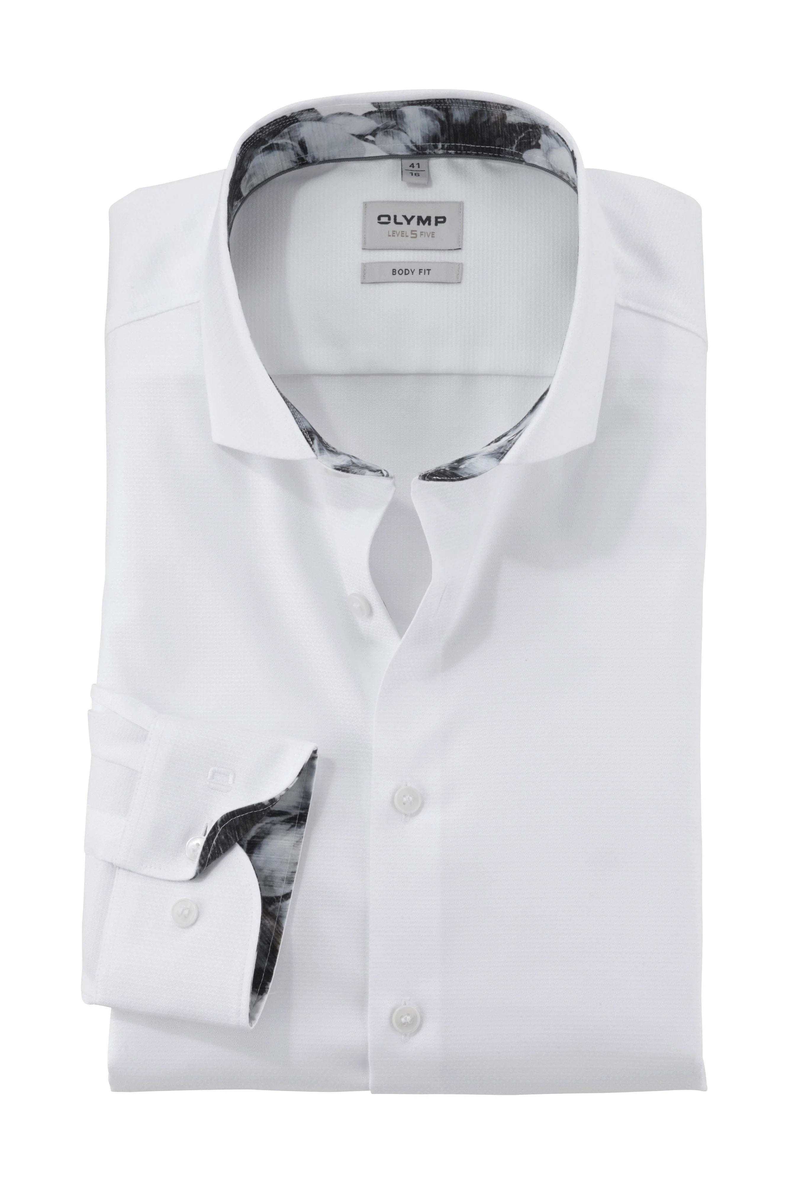 Level 5 Body Fit Shirt with Trim - White