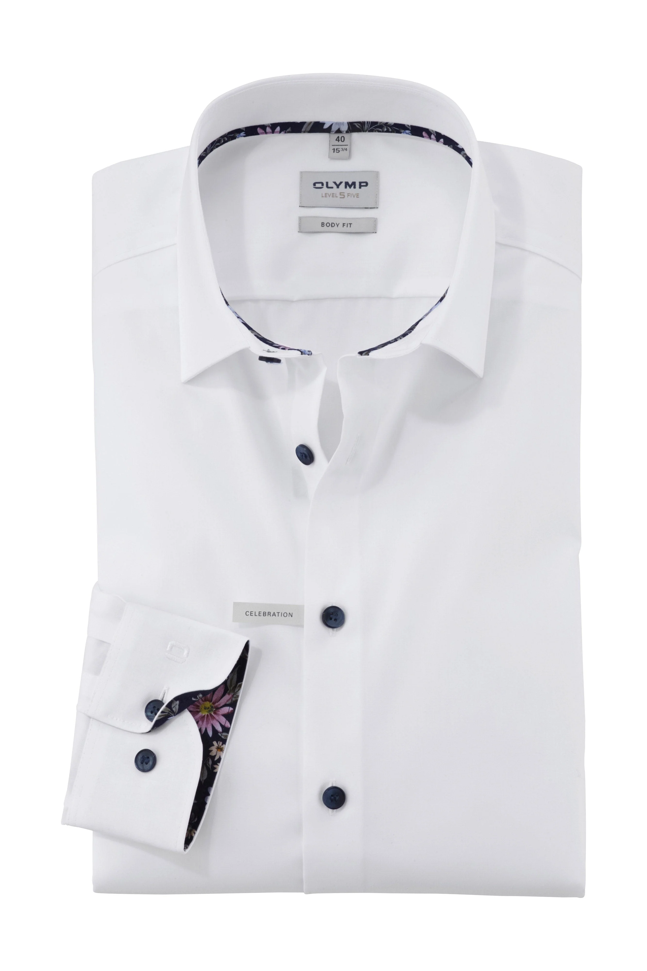 Level 5 Body Fit Shirt with Trim - White