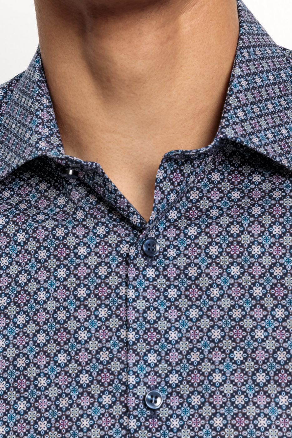 Level 5 Body Fit Tile Print Long Sleeve Shirt - Marine - Image 3