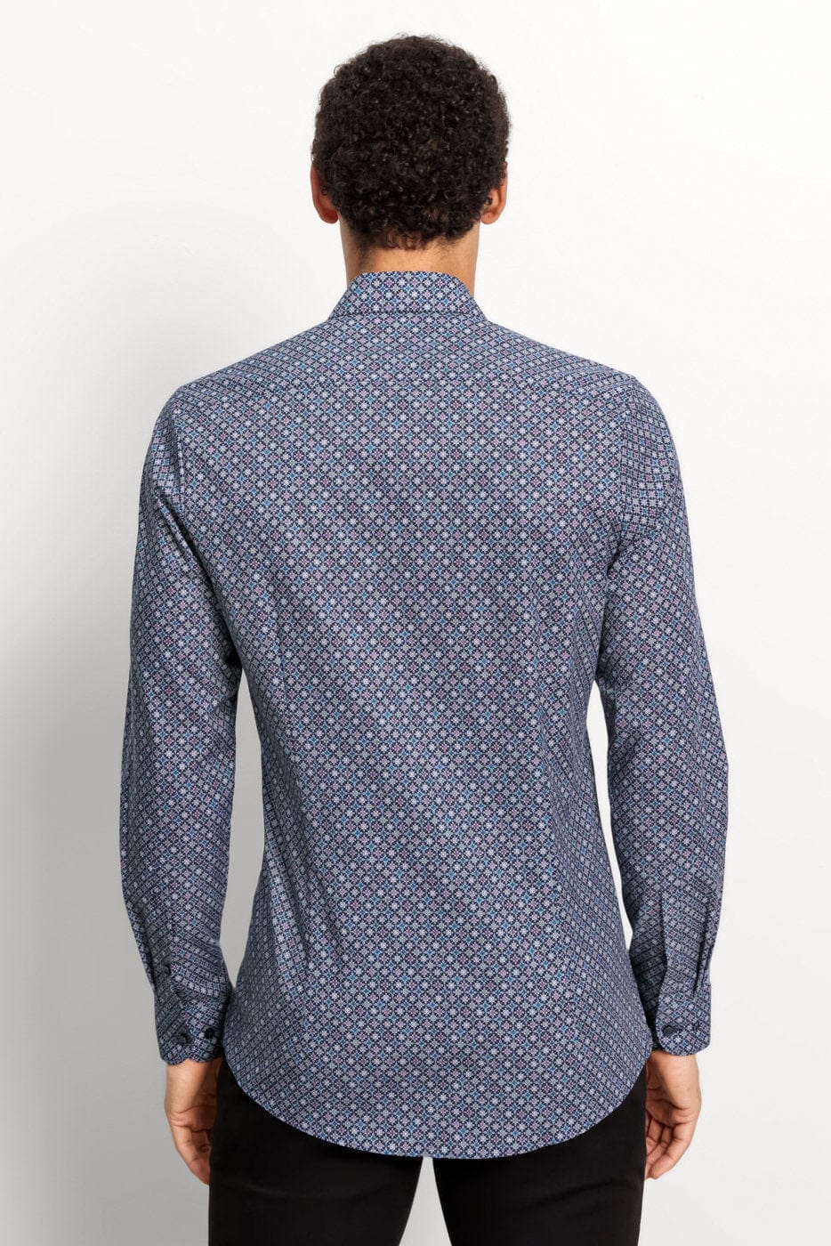 Level 5 Body Fit Tile Print Long Sleeve Shirt - Marine - Image 4