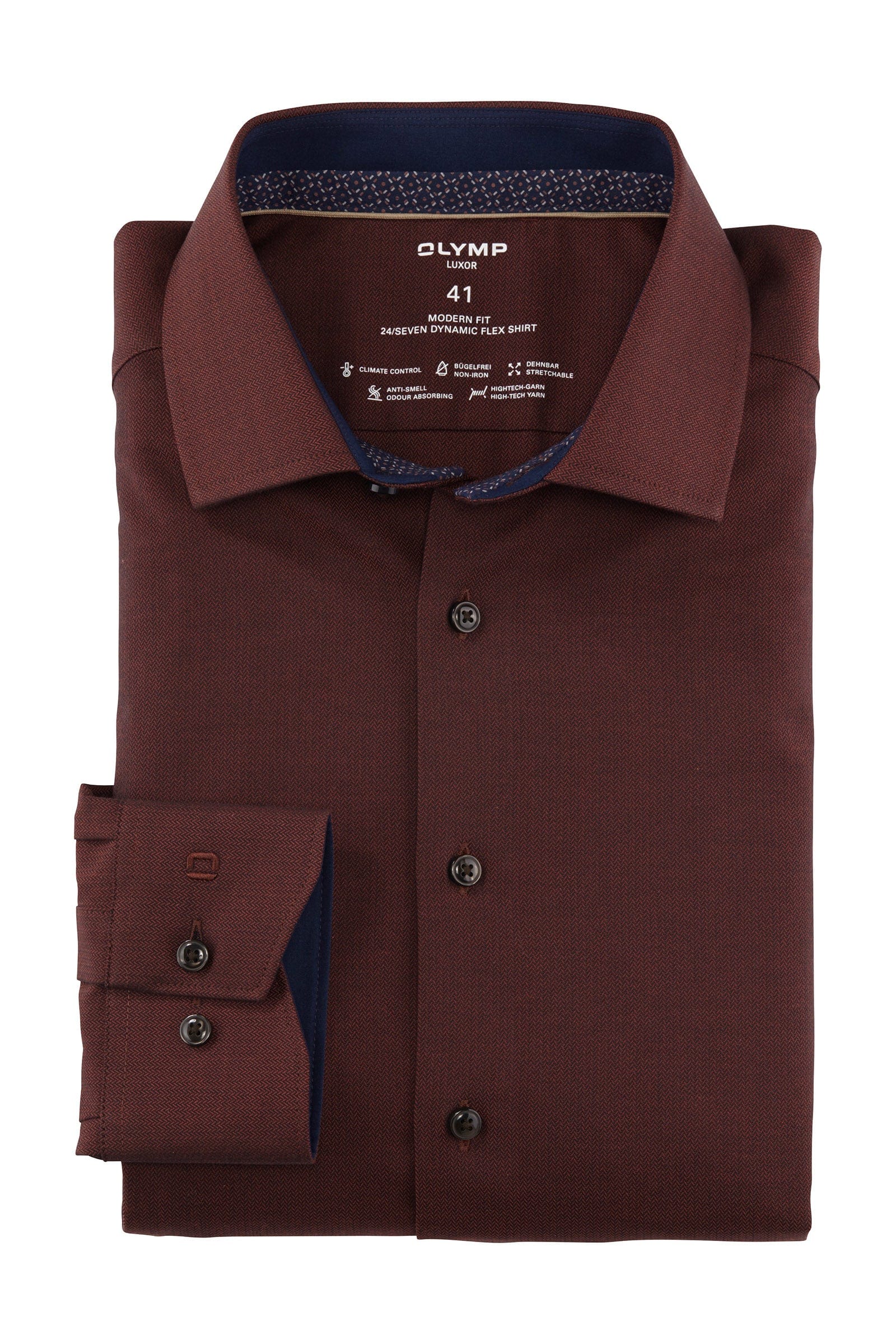 Luxor 24/7 Modern Fit Dynamic Flex Shirt - Burgundy