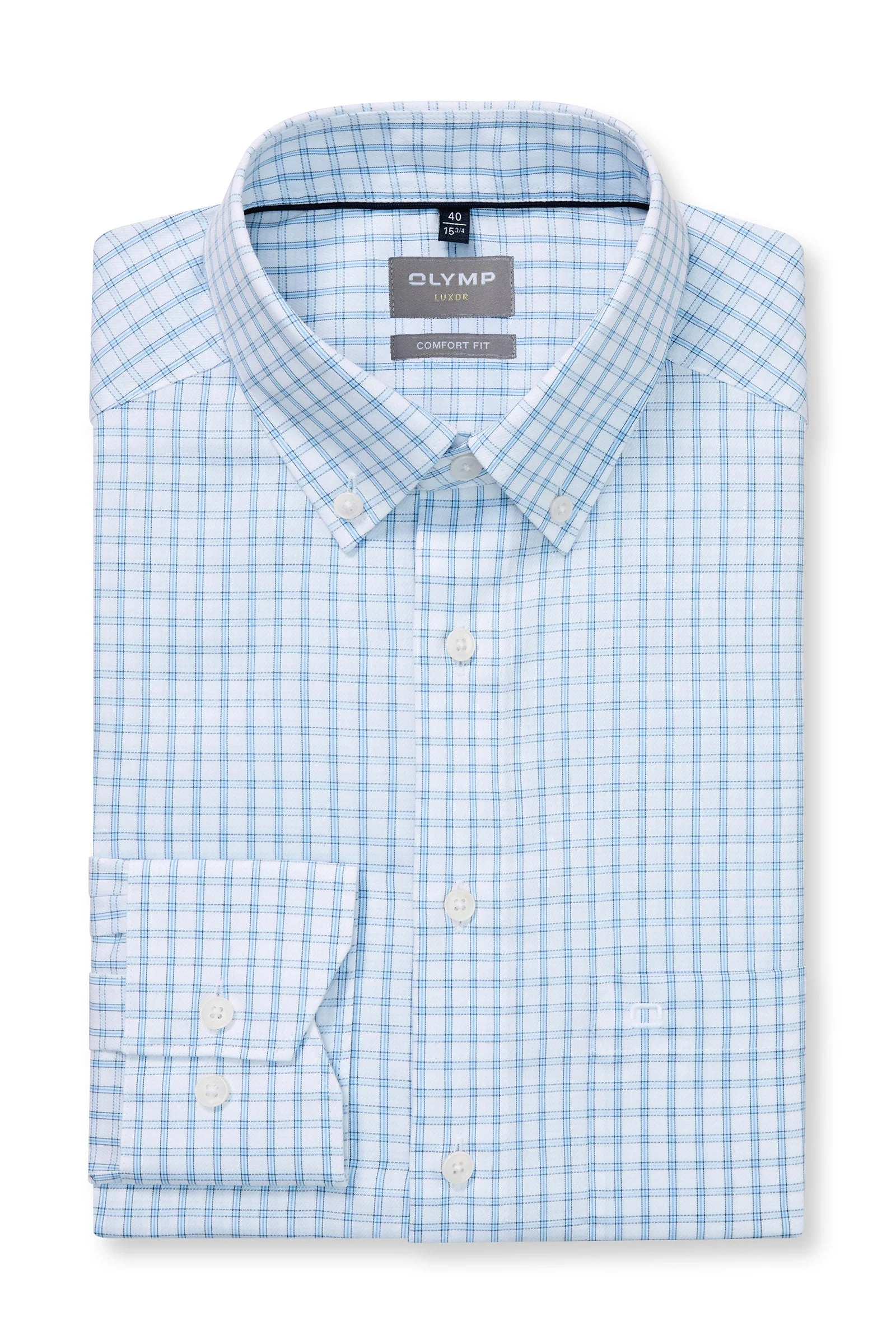 Luxor Comfort Fit Check Button-Down Shirt - White/Blue