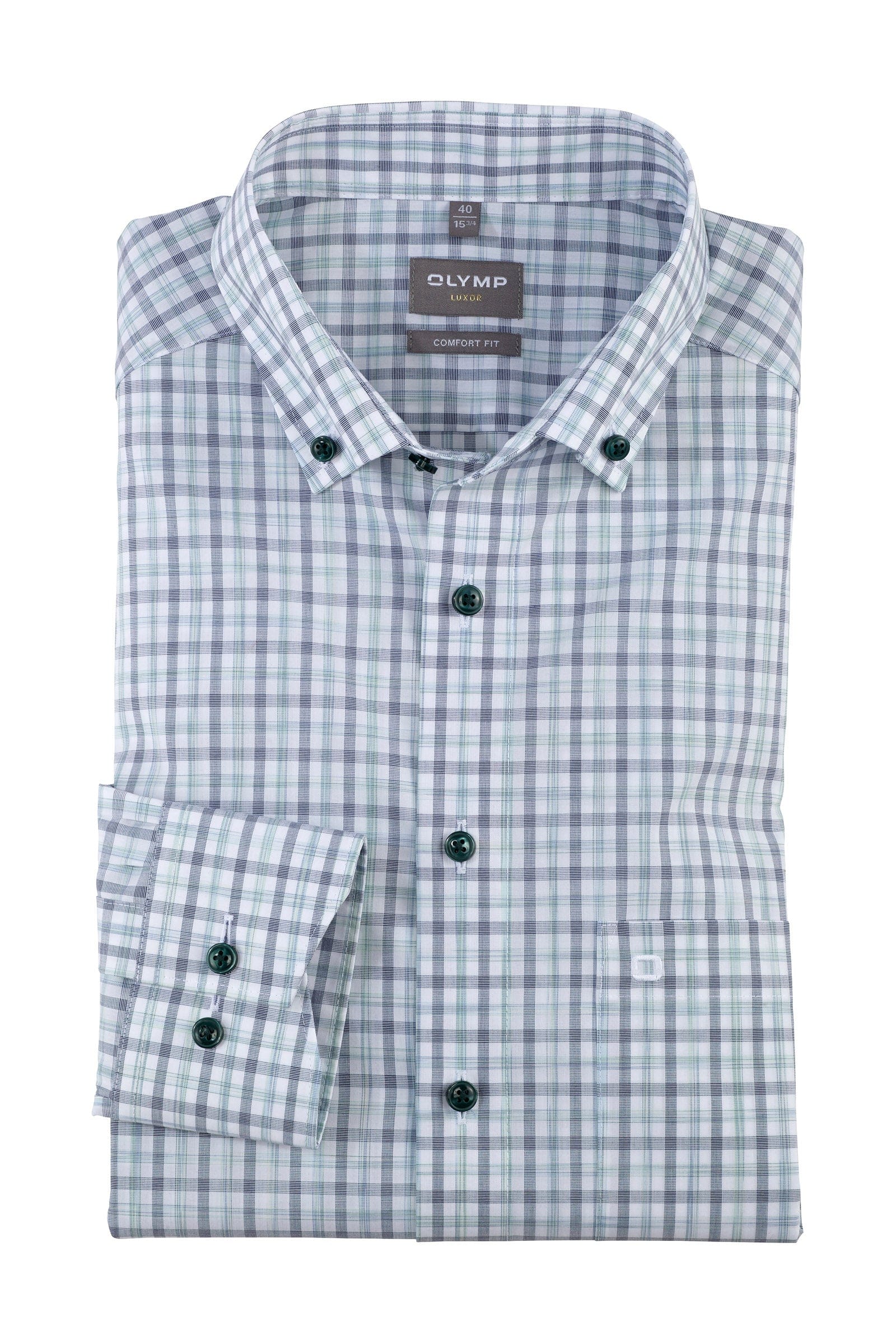 Luxor Comfort Fit Check Button-Down Shirt - Green/Blue
