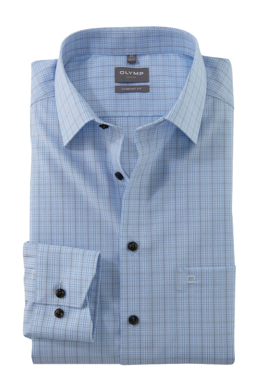 Luxor Comfort Fit Check Long Sleeve Shirt - Blue