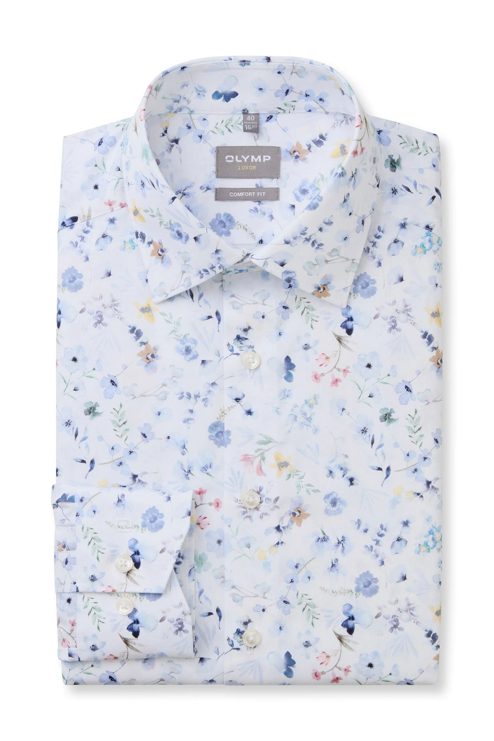 Luxor Comfort Fit Floral Shirt - White/Blue