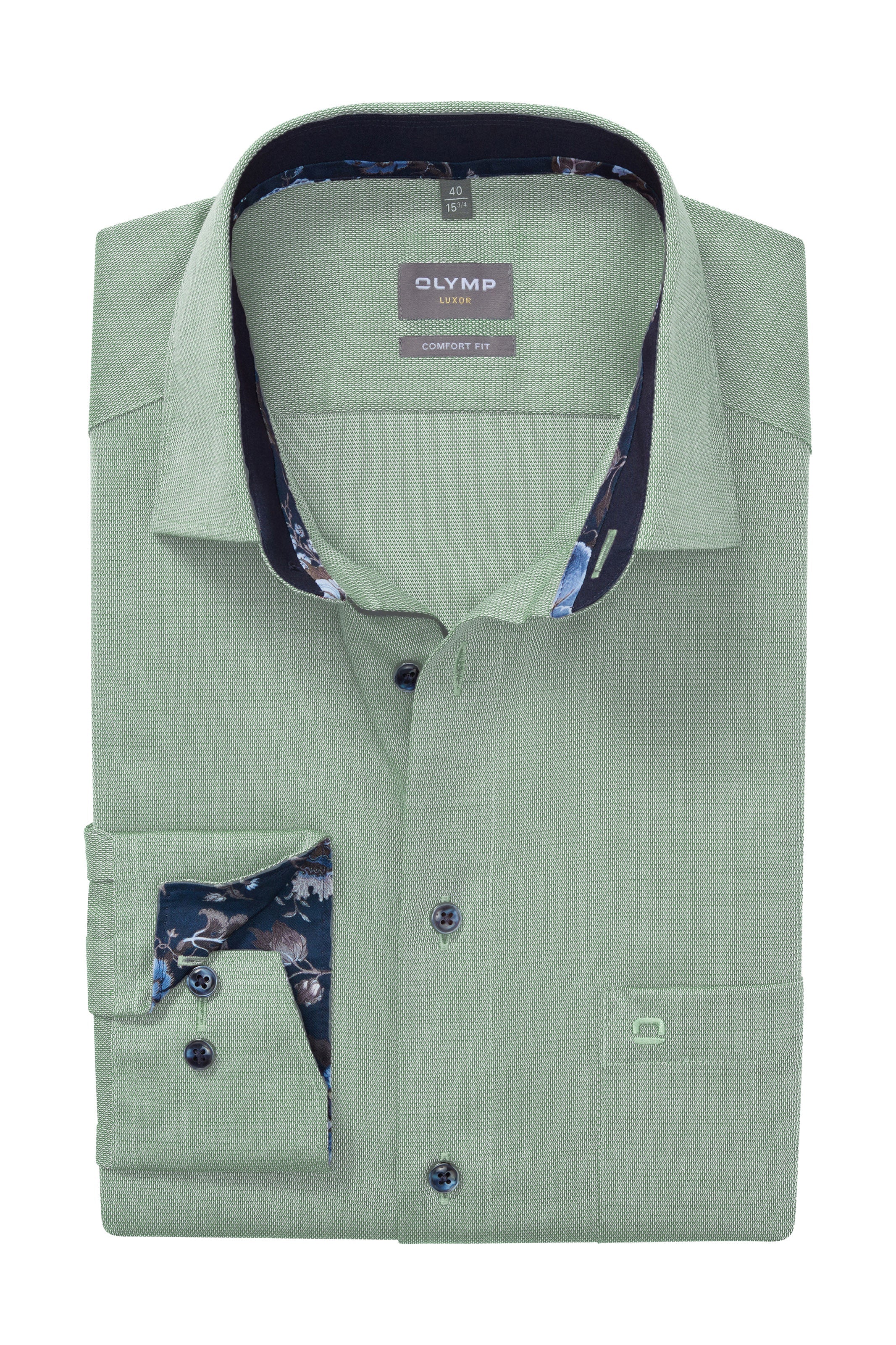 Luxor Comfort Fit Long Sleeve Shirt with Trim - Green