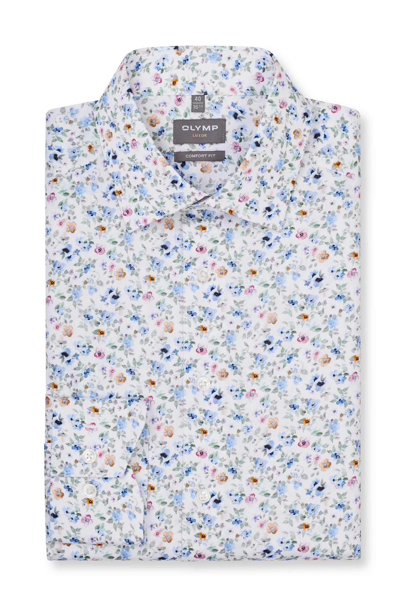 Luxor Comfort Fit Neat Floral Shirt - White