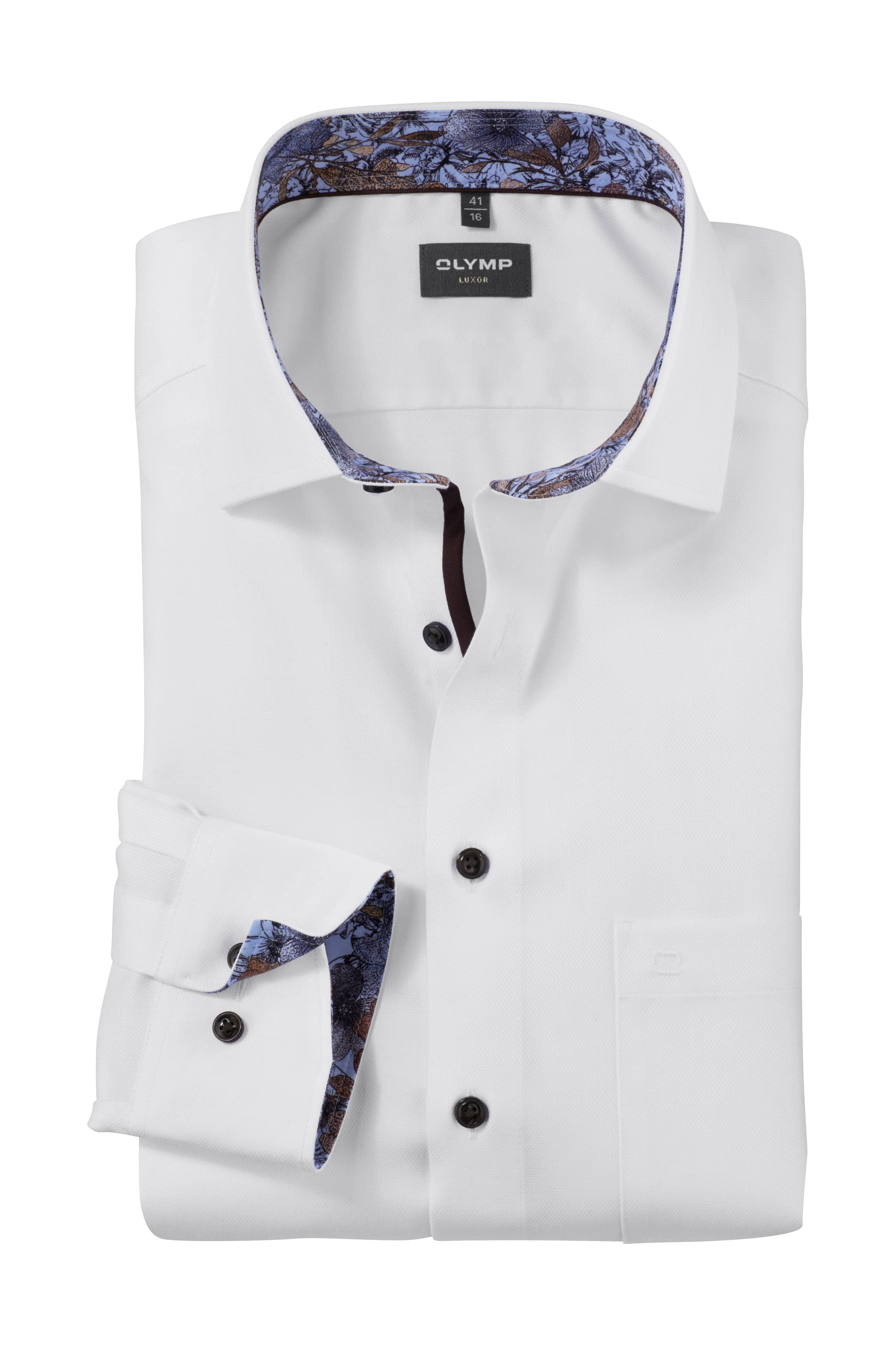 Luxor Comfort Fit Plain Shirt with Trim - White