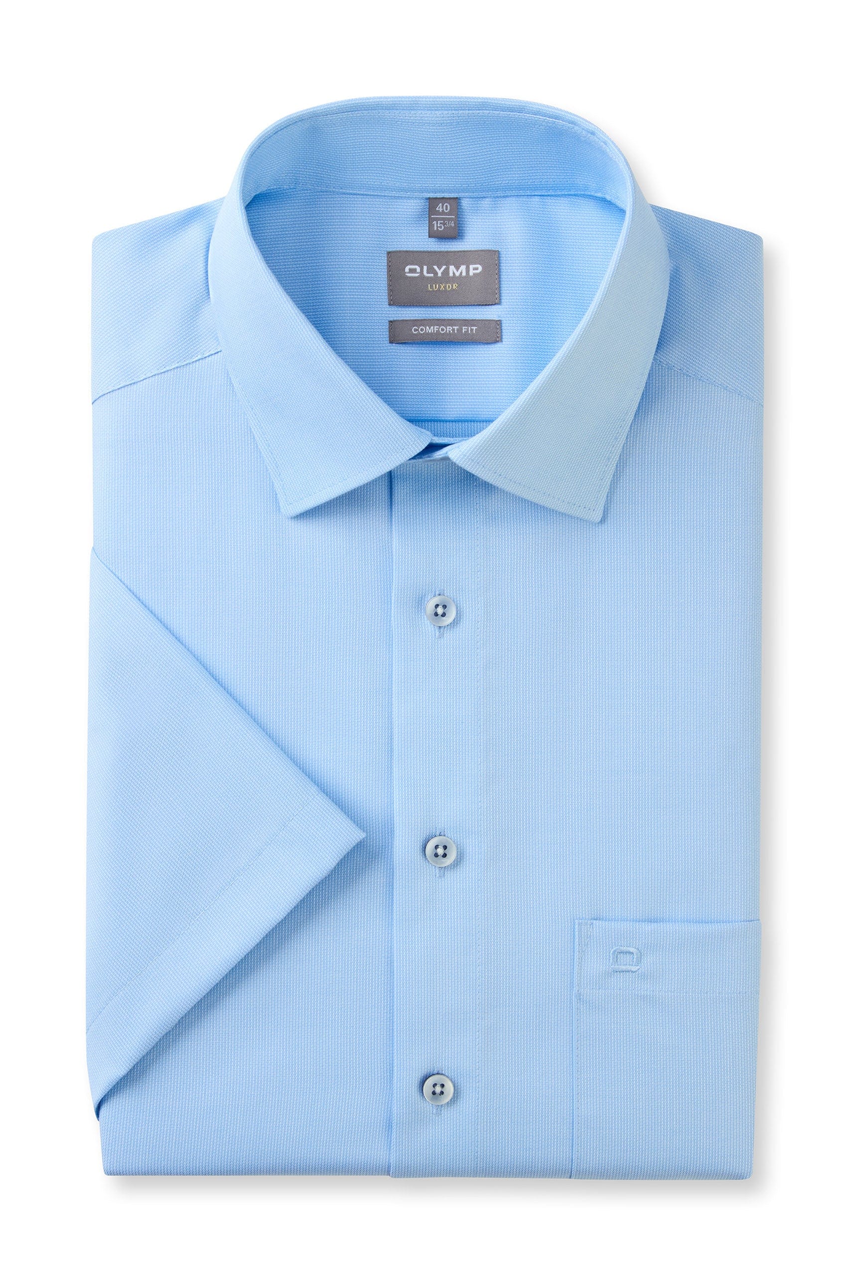 Luxor Comfort Fit Plain Short Sleeve Shirt - Blue