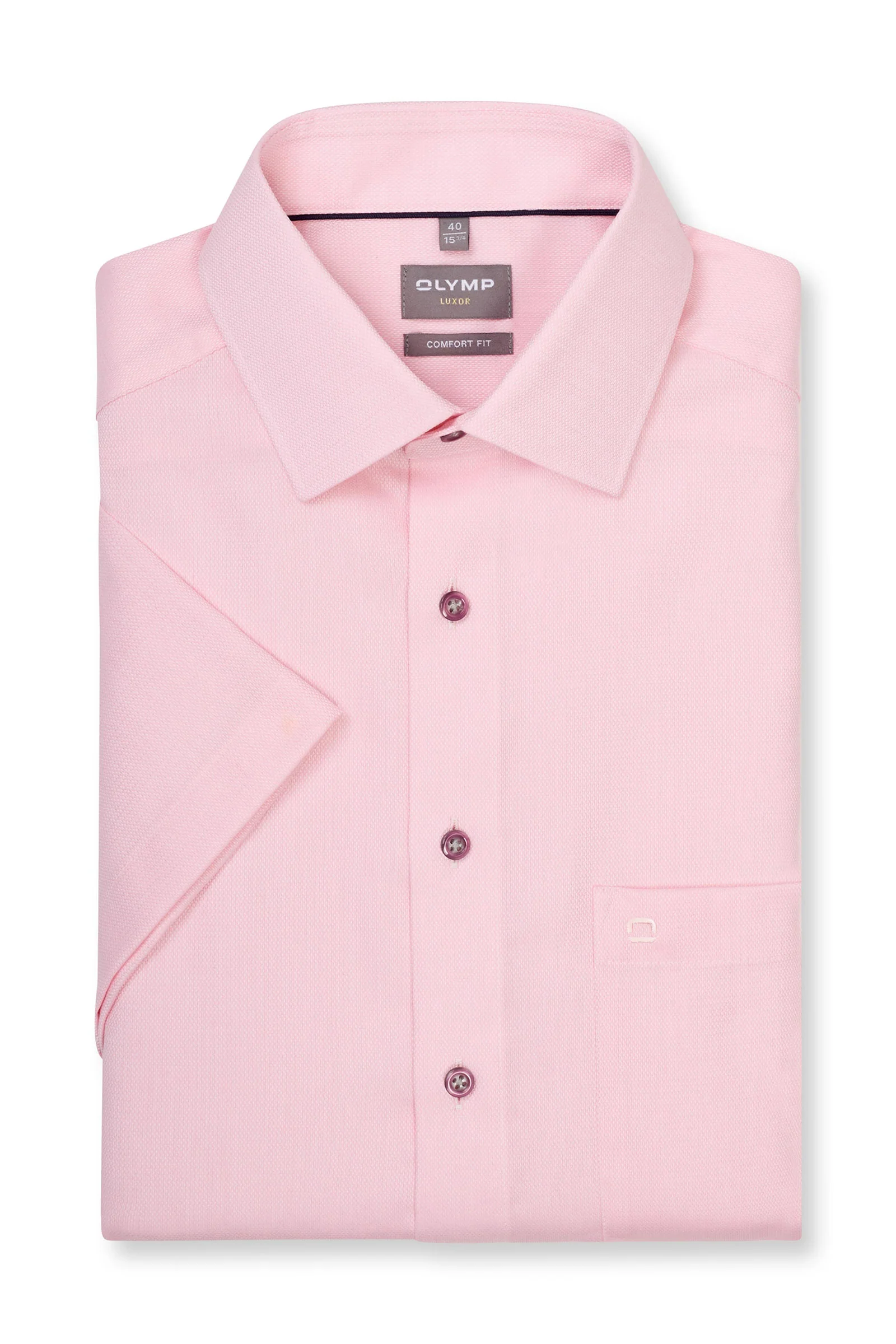 Luxor Comfort Fit Plain Short Sleeve Shirt - Pink