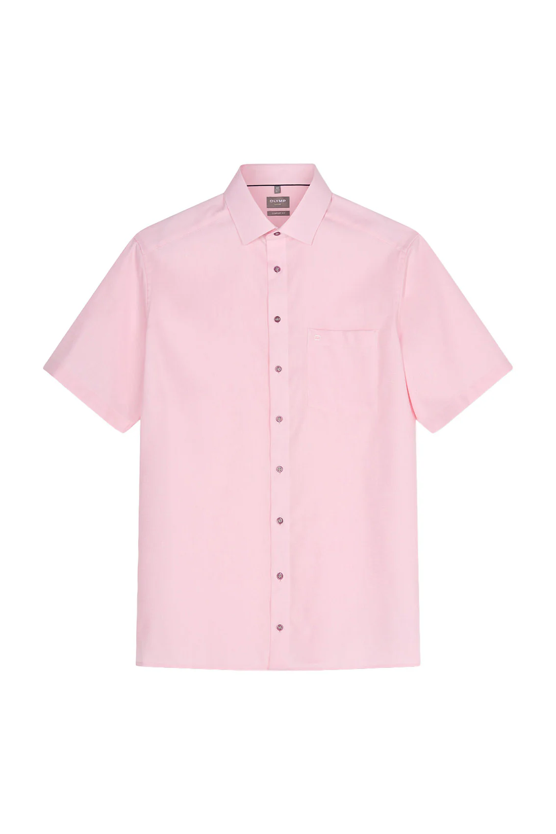 Luxor Comfort Fit Plain Short Sleeve Shirt - Pink - Image 2