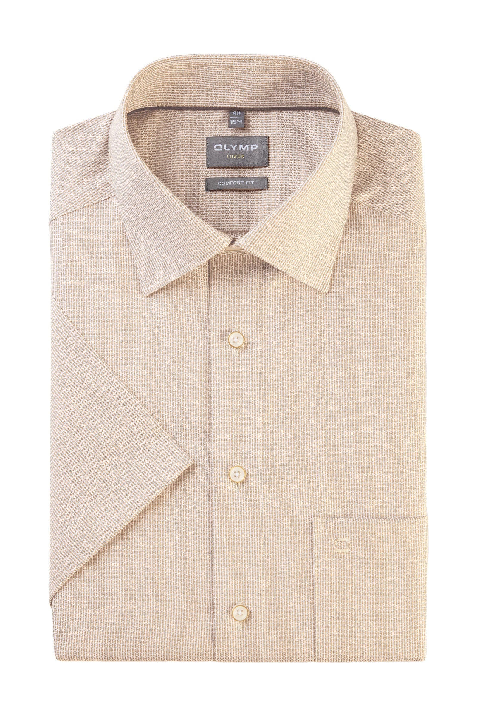 Luxor Comfort Fit Plain Short Sleeve Shirt - Taupe