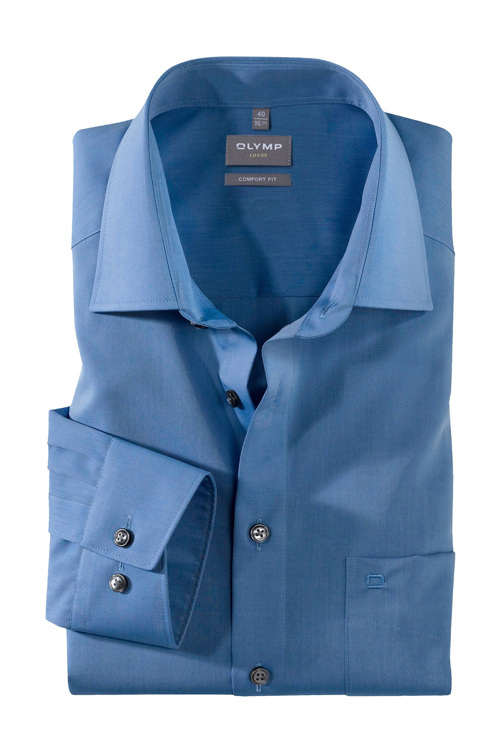 Luxor Comfort Fit Plain Shirt - Mid Blue