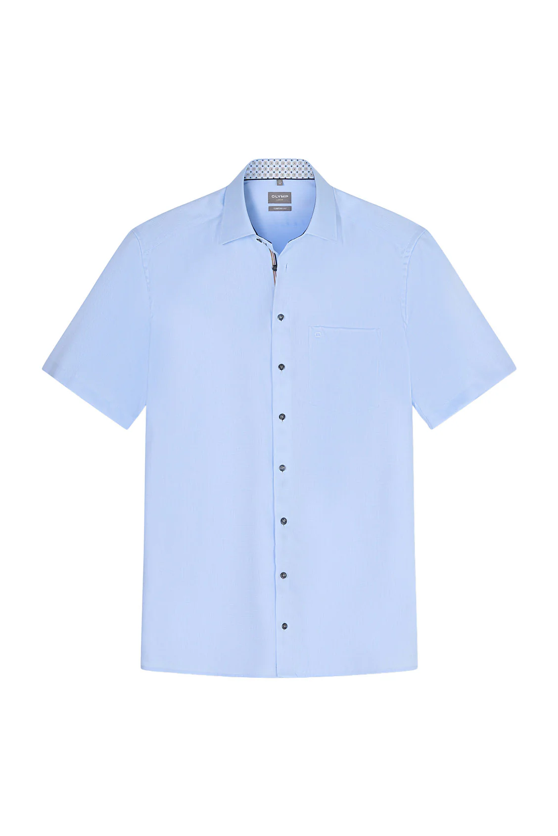 Luxor Comfort Fit Short Sleeve Shirt with Geo Trim - Light Blue - Image 2