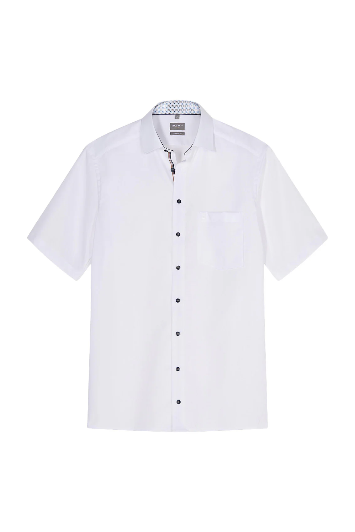 Luxor Comfort Fit Short Sleeve Shirt with Geo Trim - White - Image 2