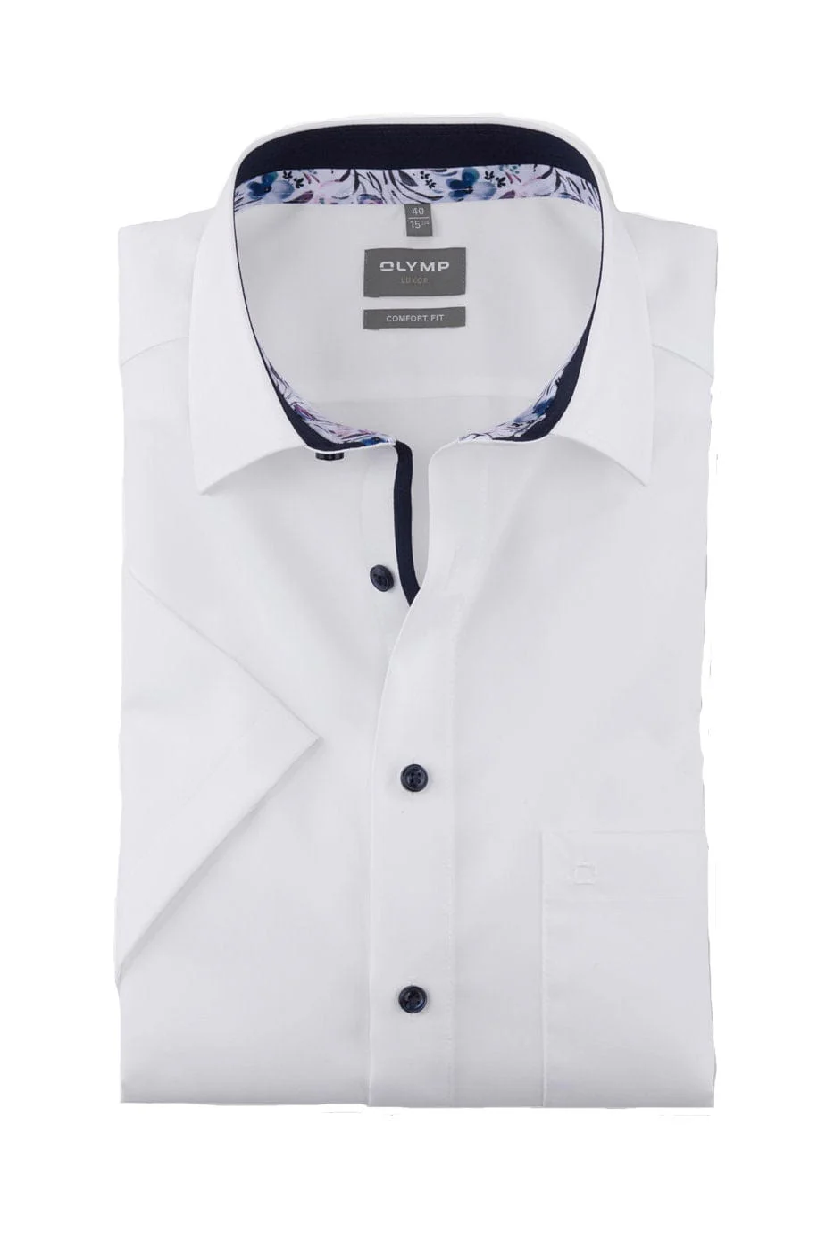 Luxor Comfort Fit Short Sleeve Shirt with Trim - White
