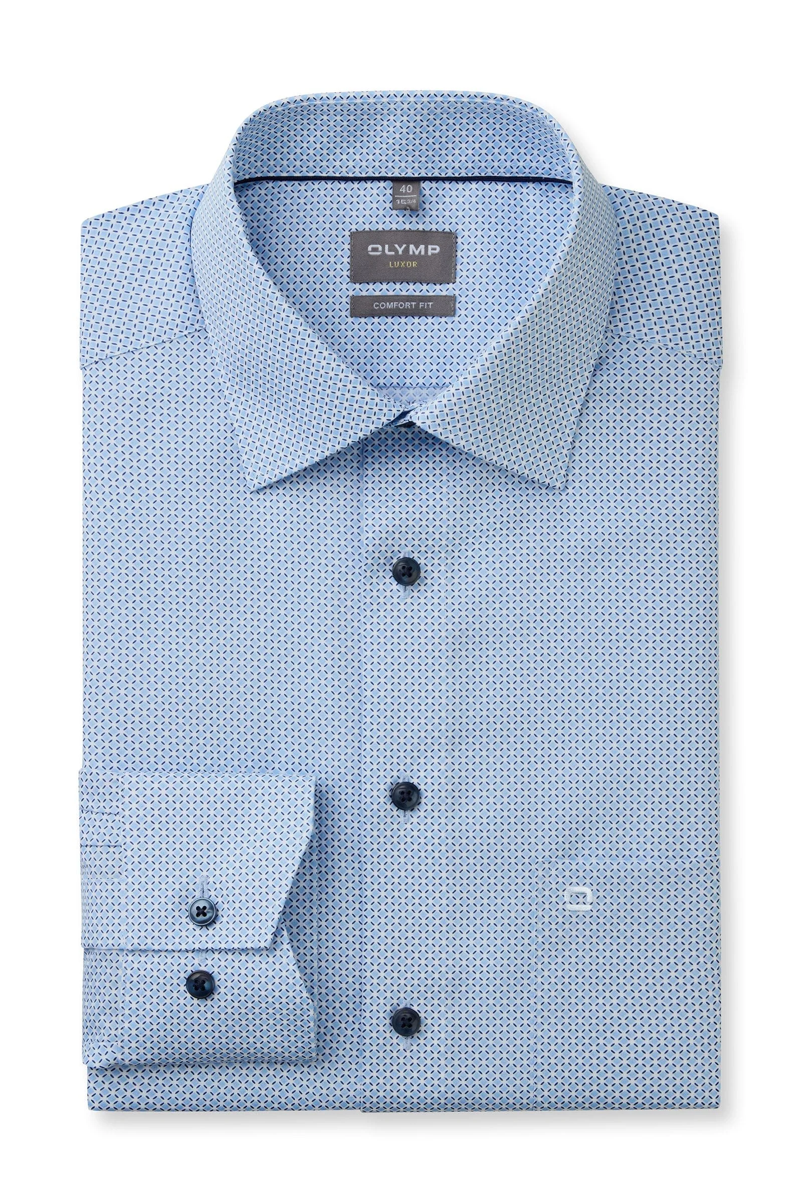 Luxor Comfort Fit Square Print Shirt - Blue
