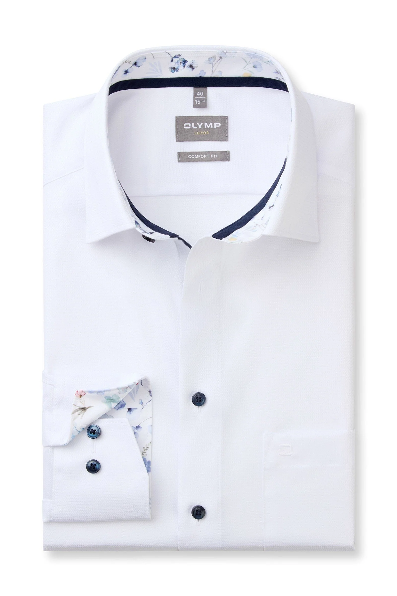 Luxor Comfort Fit Plain Shirt with Trim - White