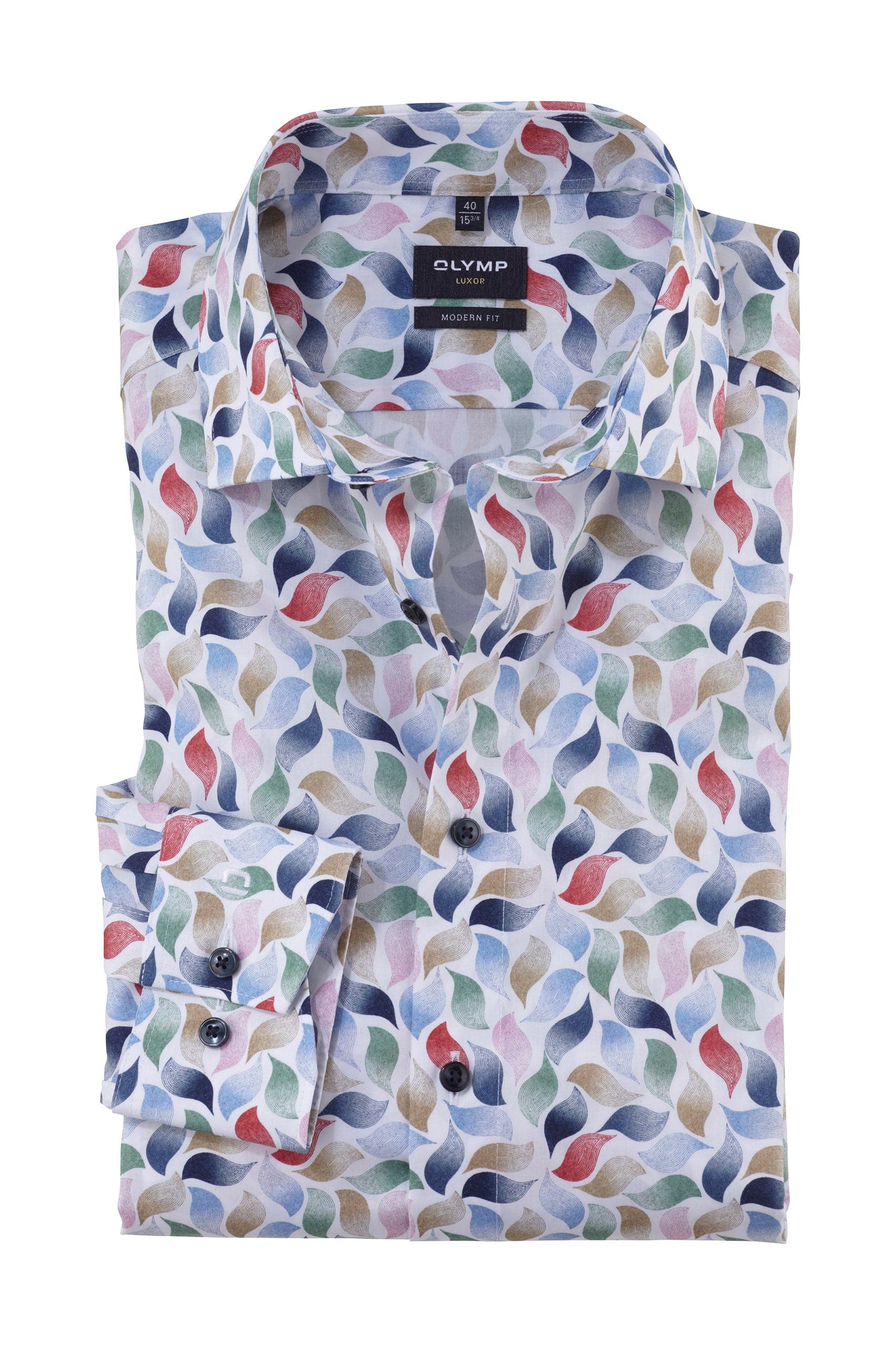 Luxor Modern Fit Abstract Print Shirt - White/Multi