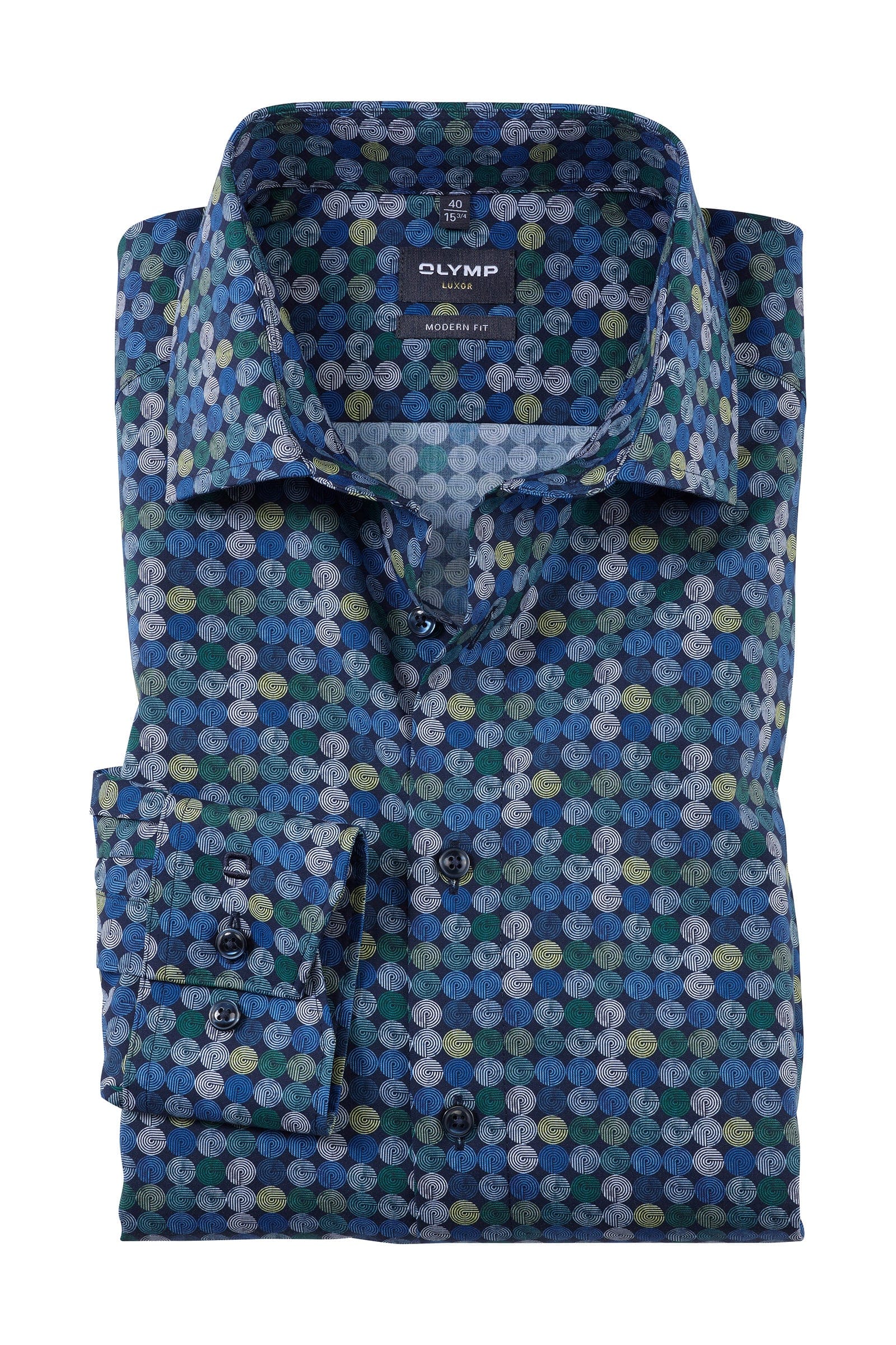 Luxor Modern Fit Circular Print Shirt - Blue/Green