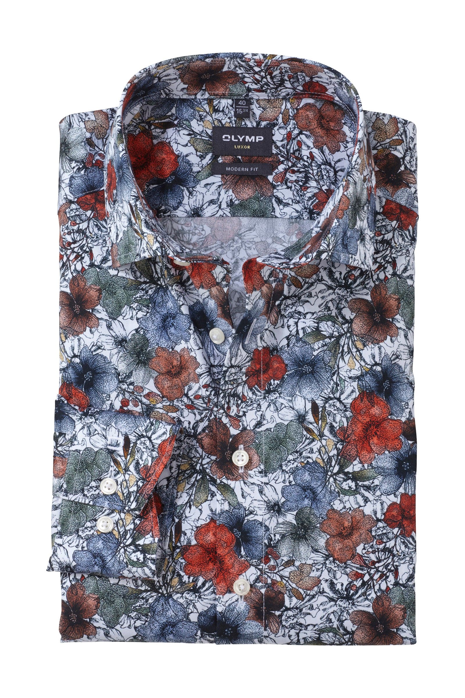 Luxor Modern Fit Colour Pop Floral Shirt - White/Blue