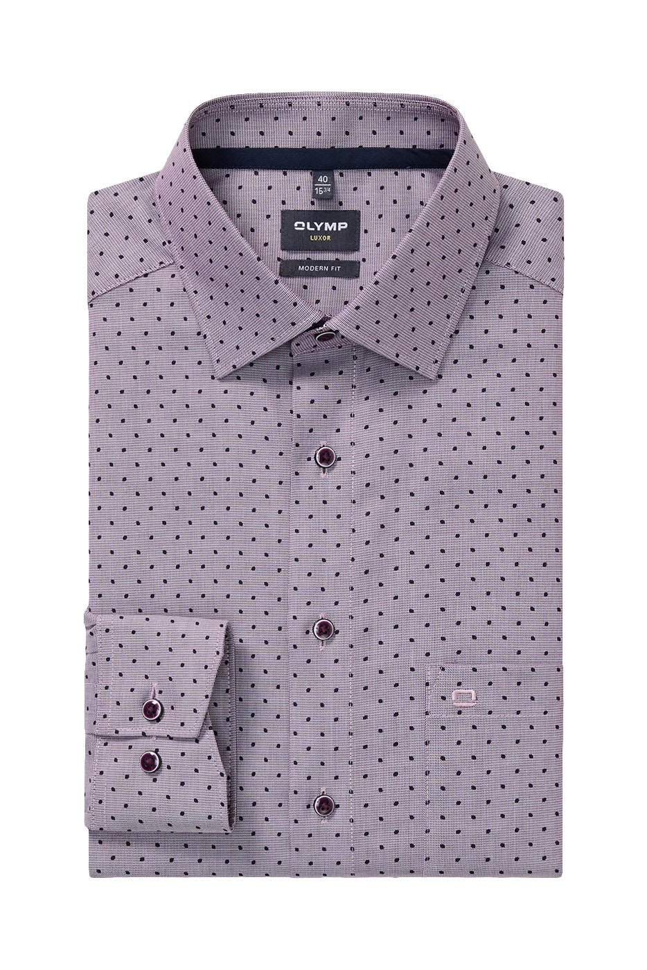 Luxor Modern Fit Dobby Long Sleeve Shirt - Mauve