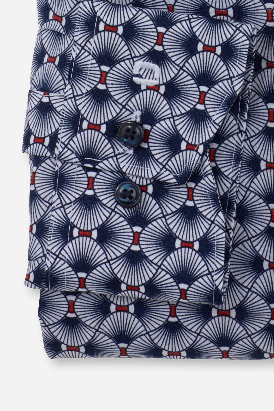 Luxor Modern Fit Fan Print Shirt - Brick Red/Navy - Image 4