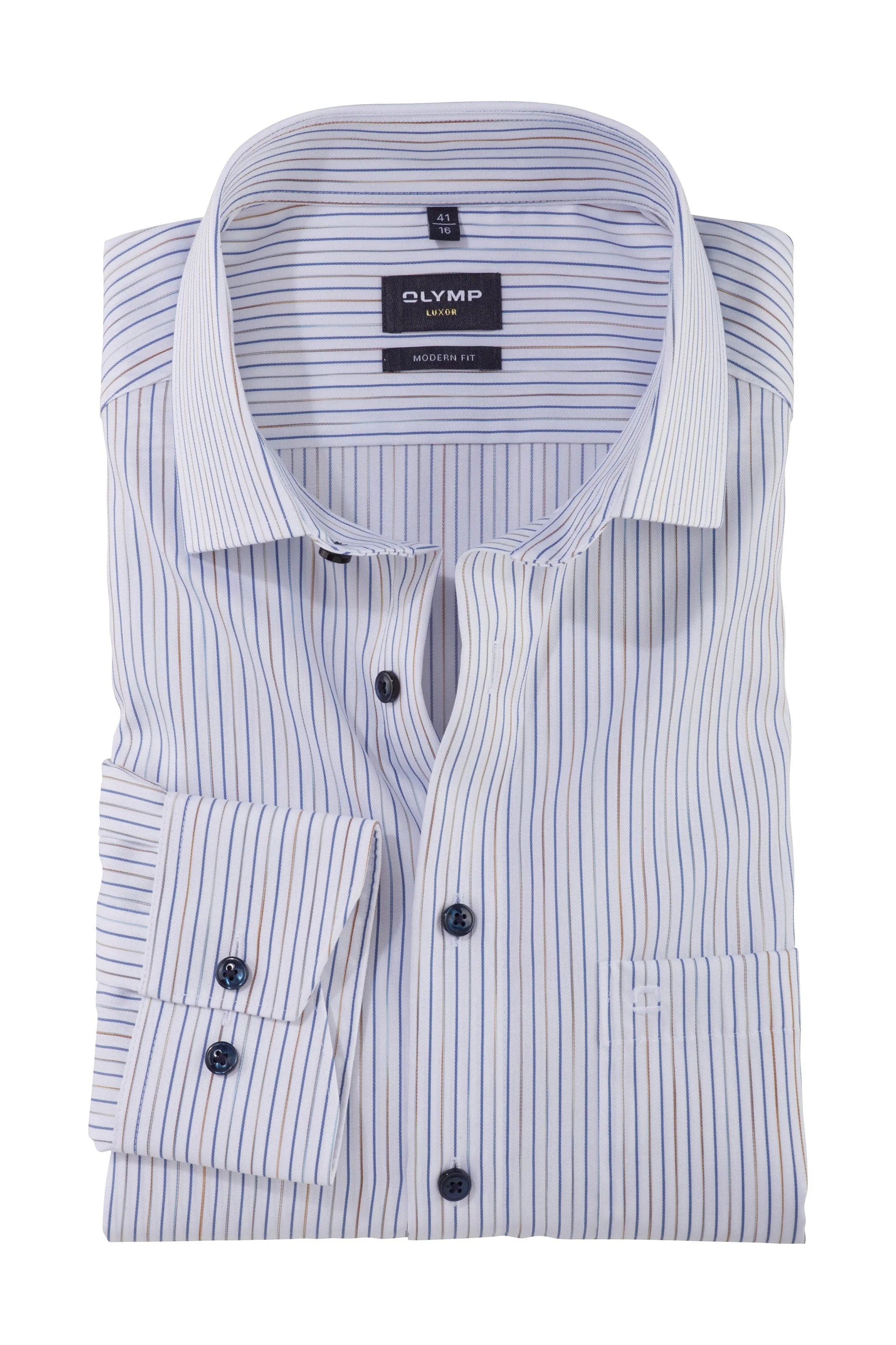 Luxor Modern Fit Fine Stripe Shirt - Blue/Beige
