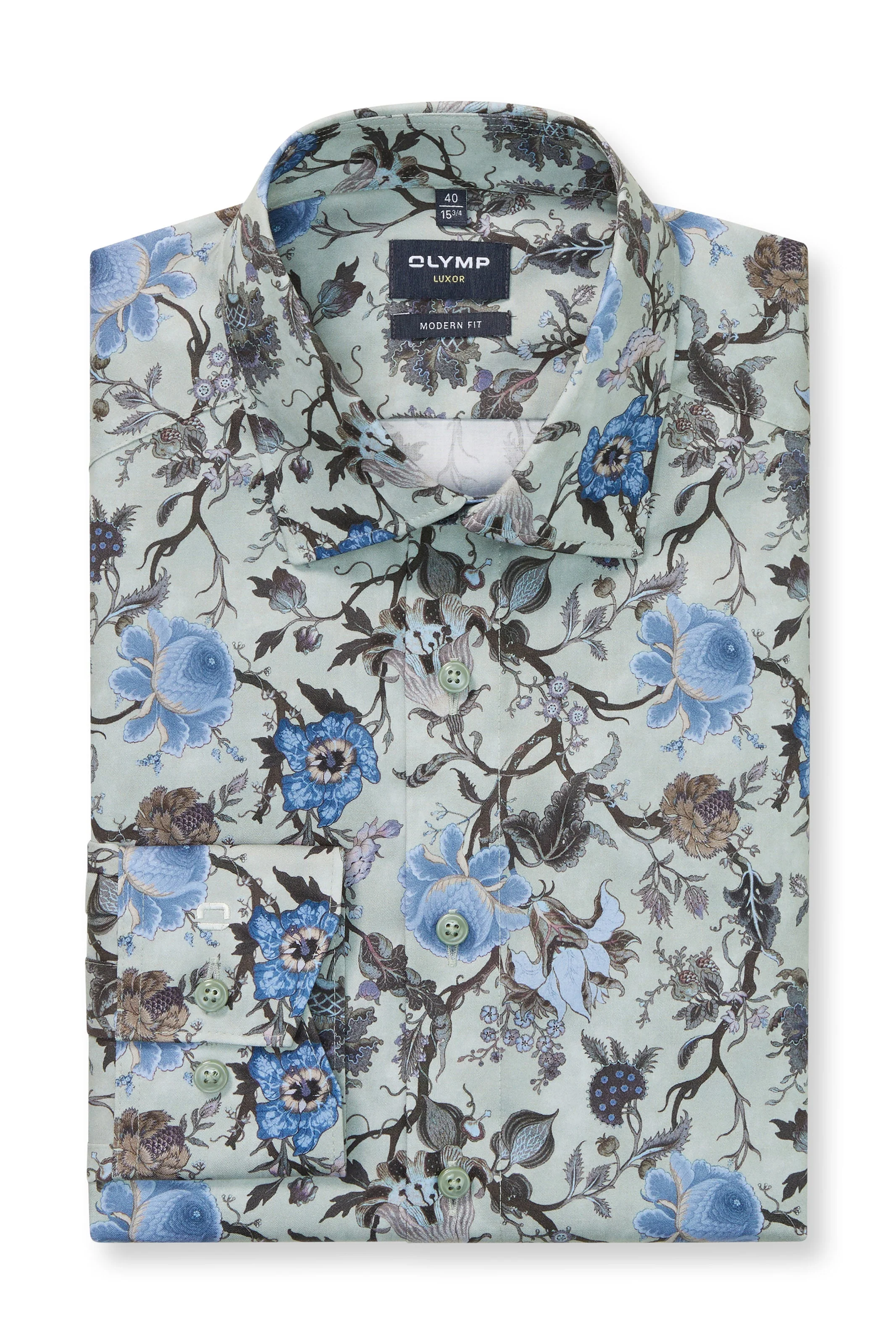 Luxor Modern Fit Floral Long Sleeve Shirt - Putty