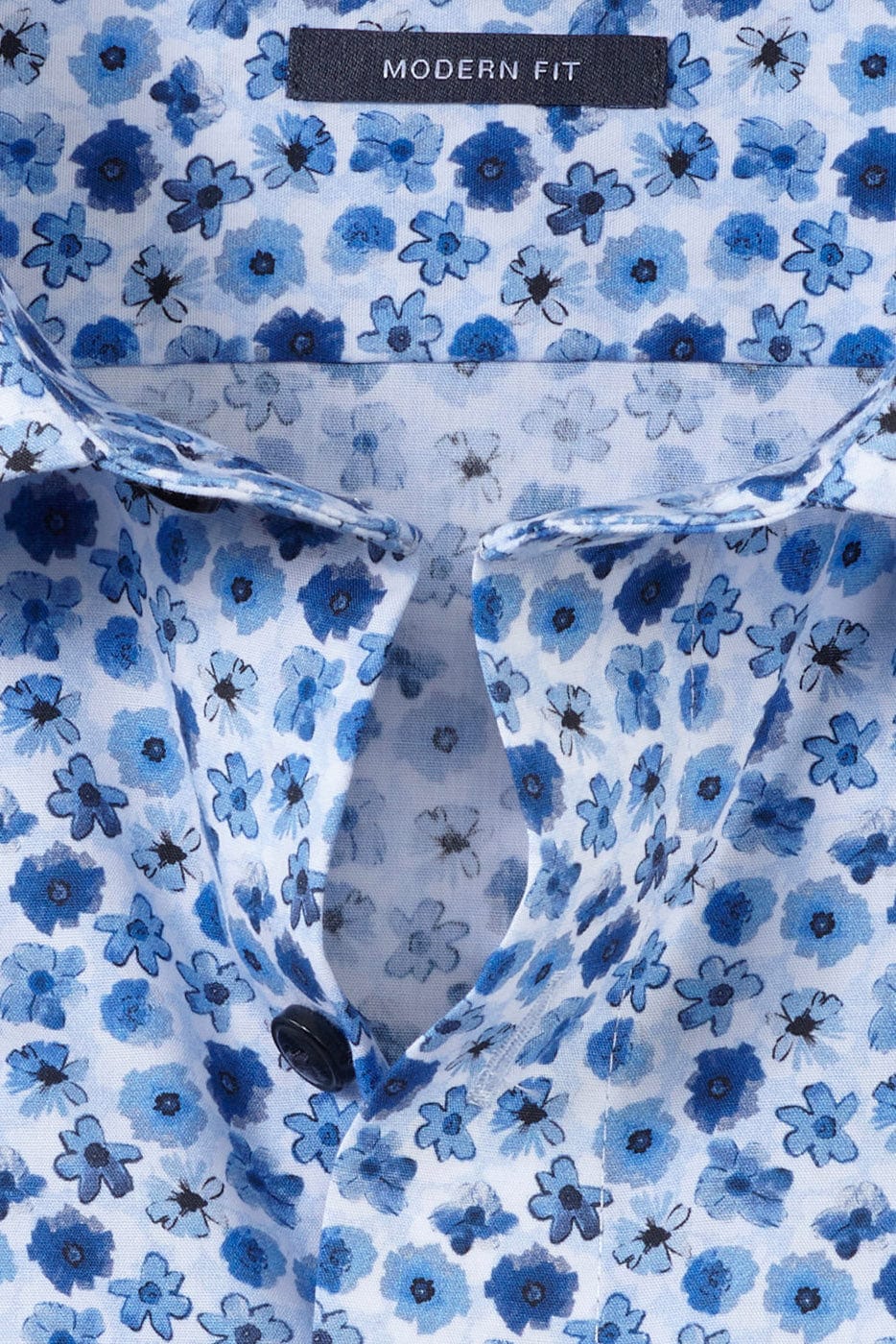 Luxor Modern Fit Floral Print Shirt - Blue/White - Image 4