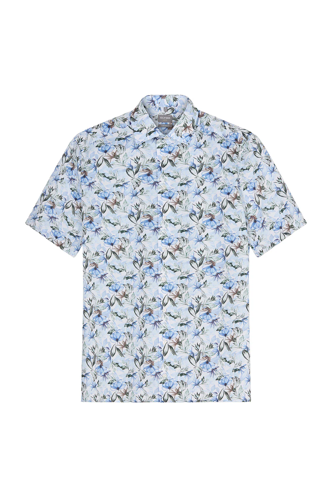 Luxor Modern Fit Floral Short Sleeve Shirt - White/Blue - Image 2