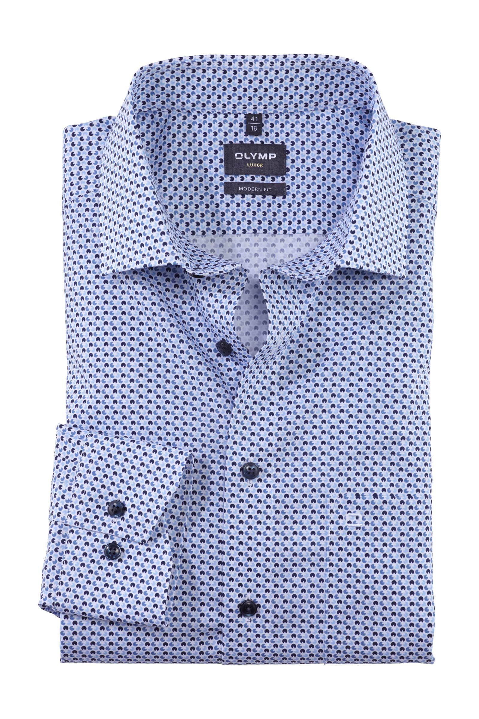 Luxor Modern Fit Geometric Print Shirt - Blue/White