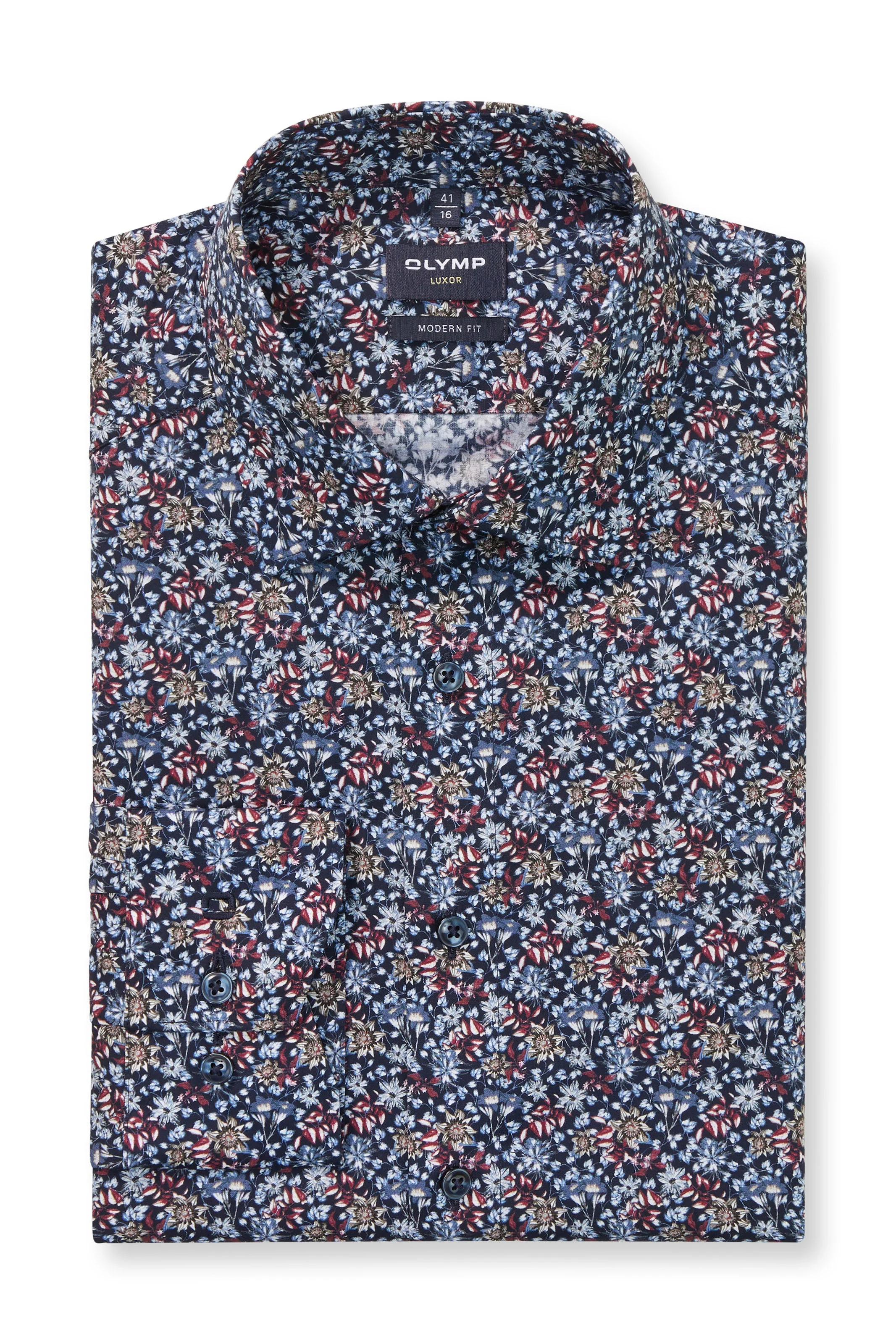 Luxor Modern Fit Micro Floral Shirt - Marine