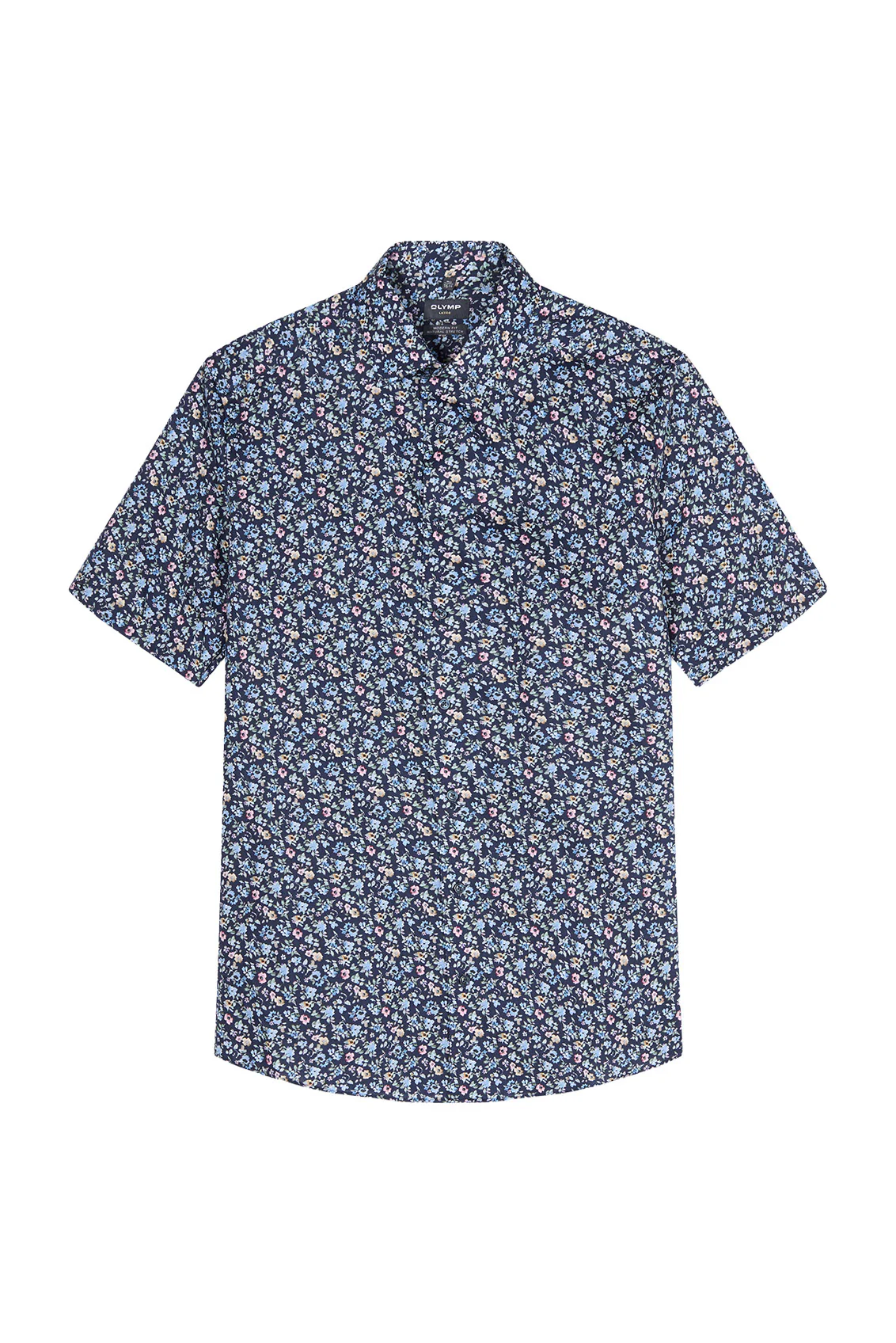 Luxor Modern Fit Neat Floral Short Sleeve Shirt - Navy - Image 2
