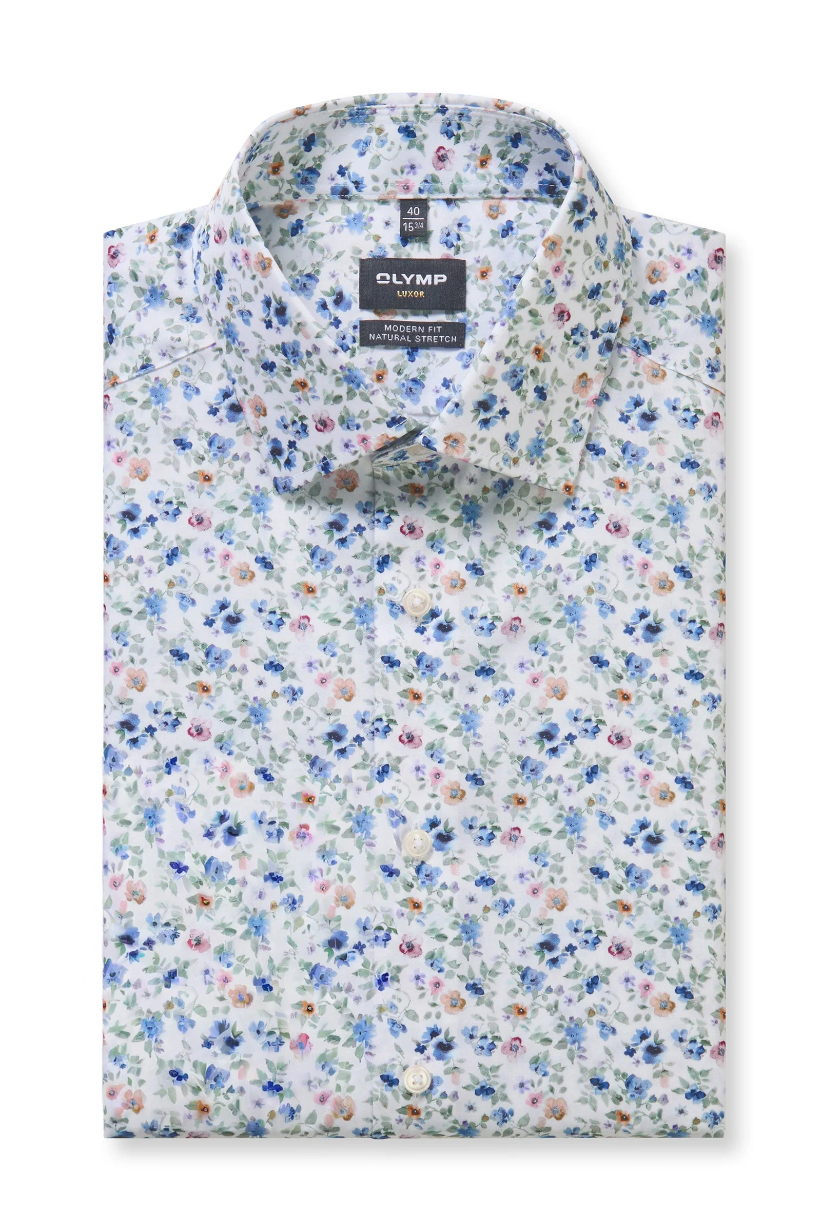 Luxor Modern Fit Neat Floral Short Sleeve Shirt - White